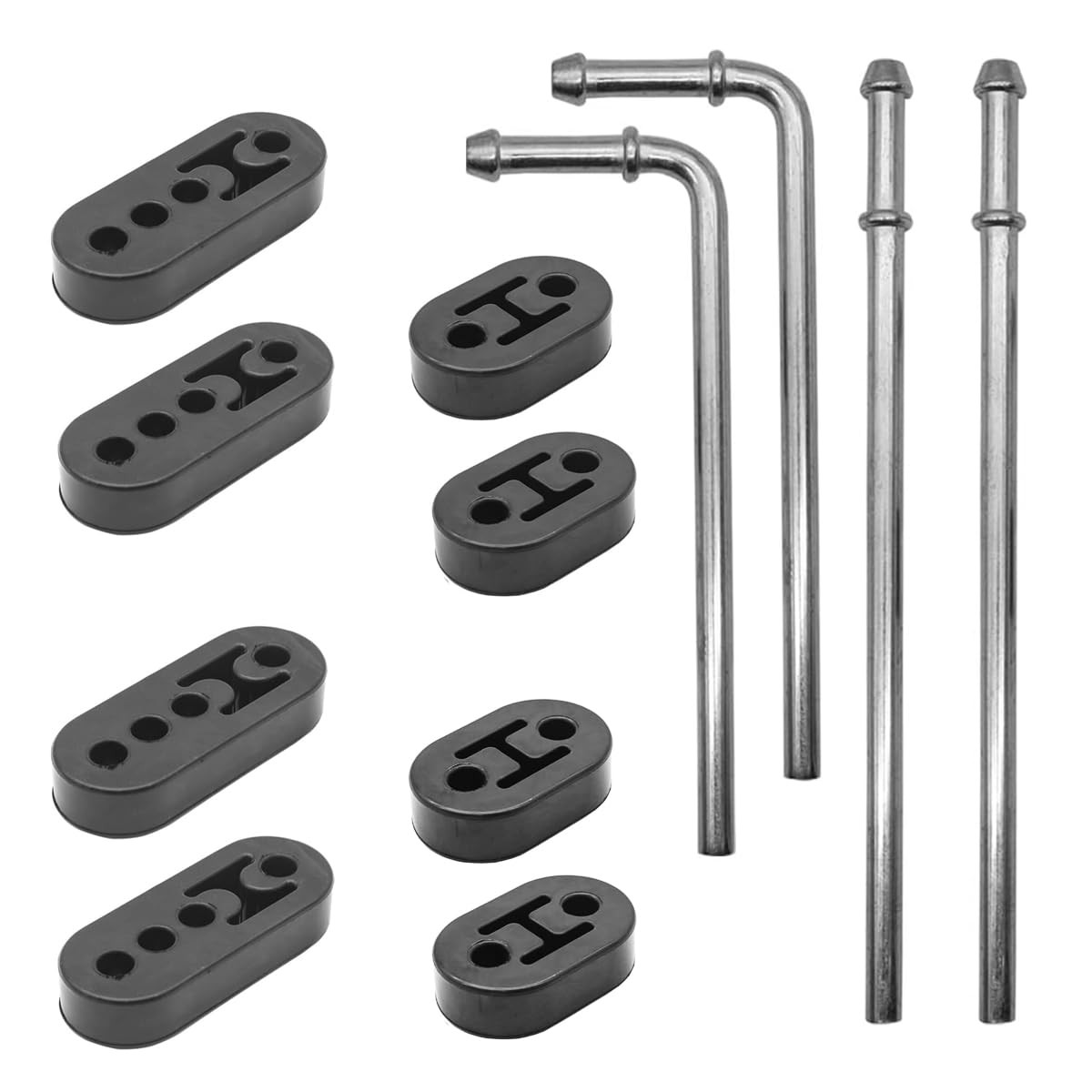 12 PC Heavy Duty Rubber Exhaust Hose Hanger Kit Steel Galvanized Bracket