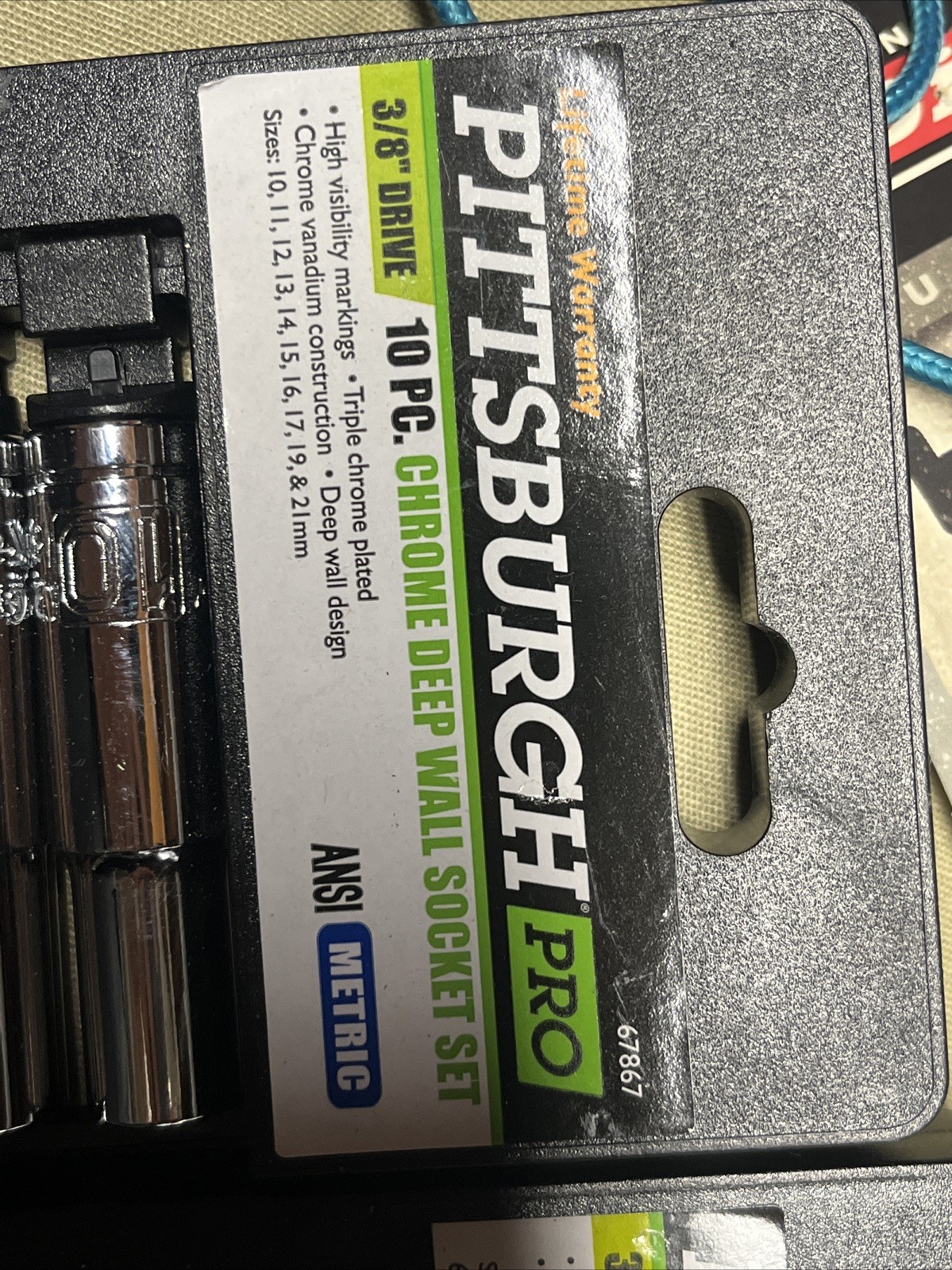 Pittsburgh Pro SAE & Metric 3/8 Drive Deep Well Socket Sets #61291 & 67867 NEW”