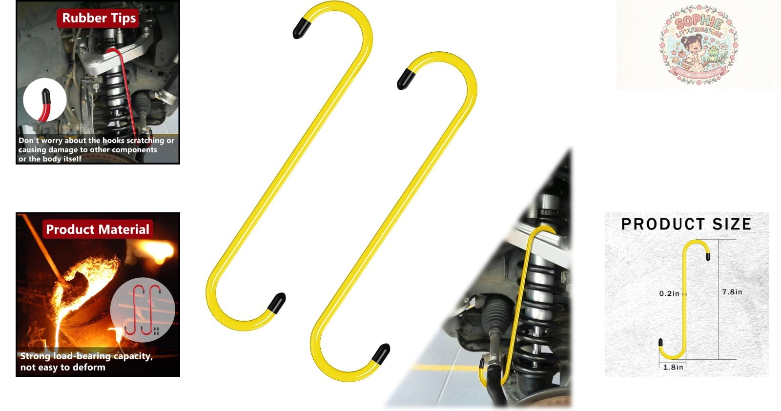 2PCS Durable Brake Caliper Hangers with Rubber Tips for Safe Vehicle Maintenance
