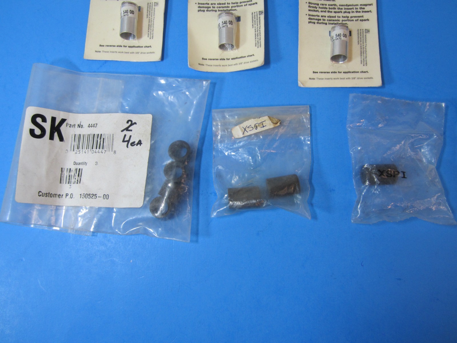 10-piece Mac Tools & SK Tools spark plug socket inserts magnetic & rubber
