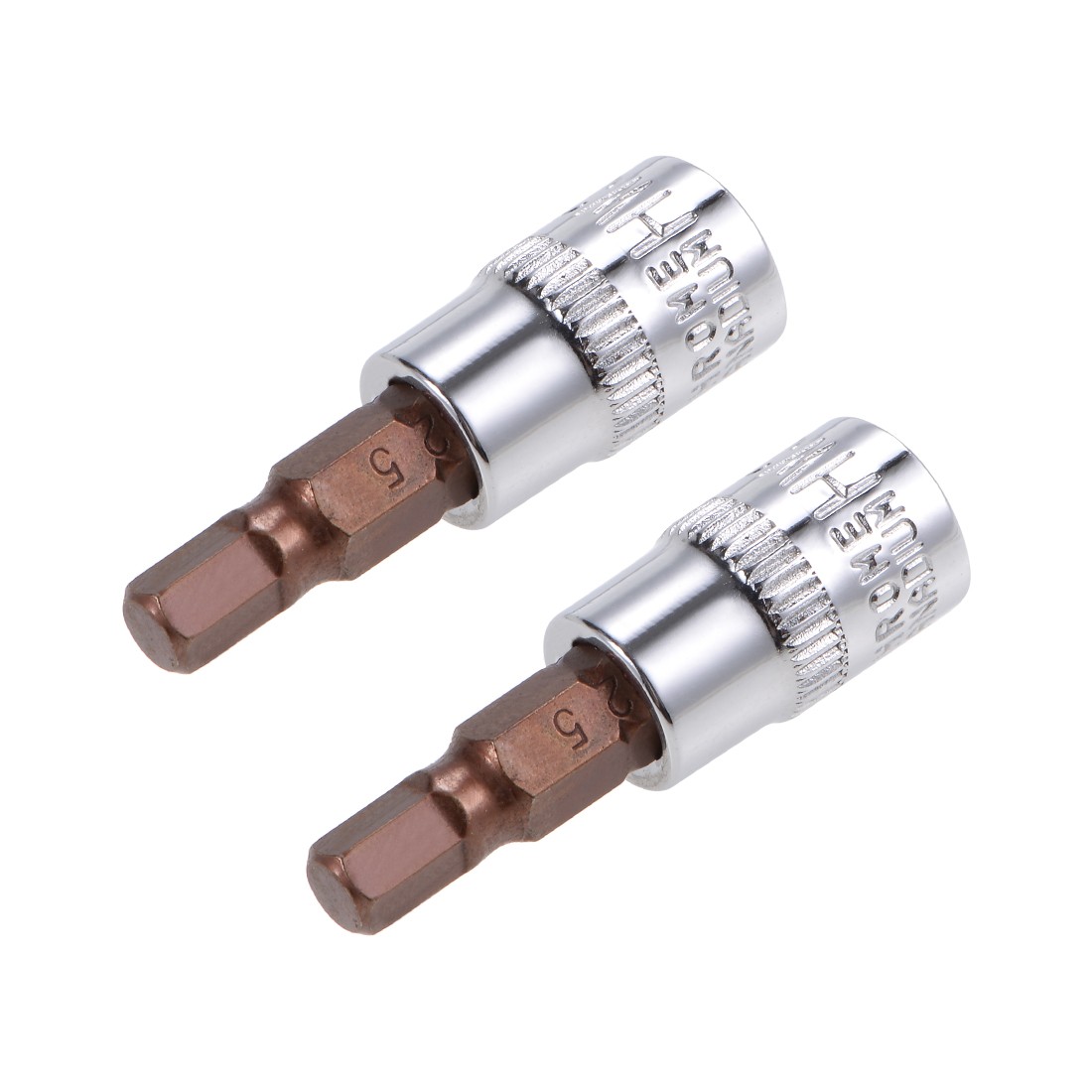 2Pcs 1/4″ Drive x 5mm Hex Bit Socket Standard Metric S2 & Cr-V Steel
