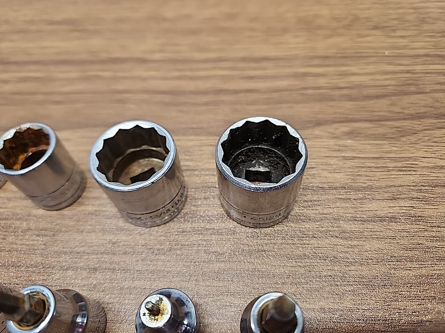 (9) S-K Wayne 3/8″ Drive 12 Point & Specialty SAE Metric Sockets Lot ~ Made USA