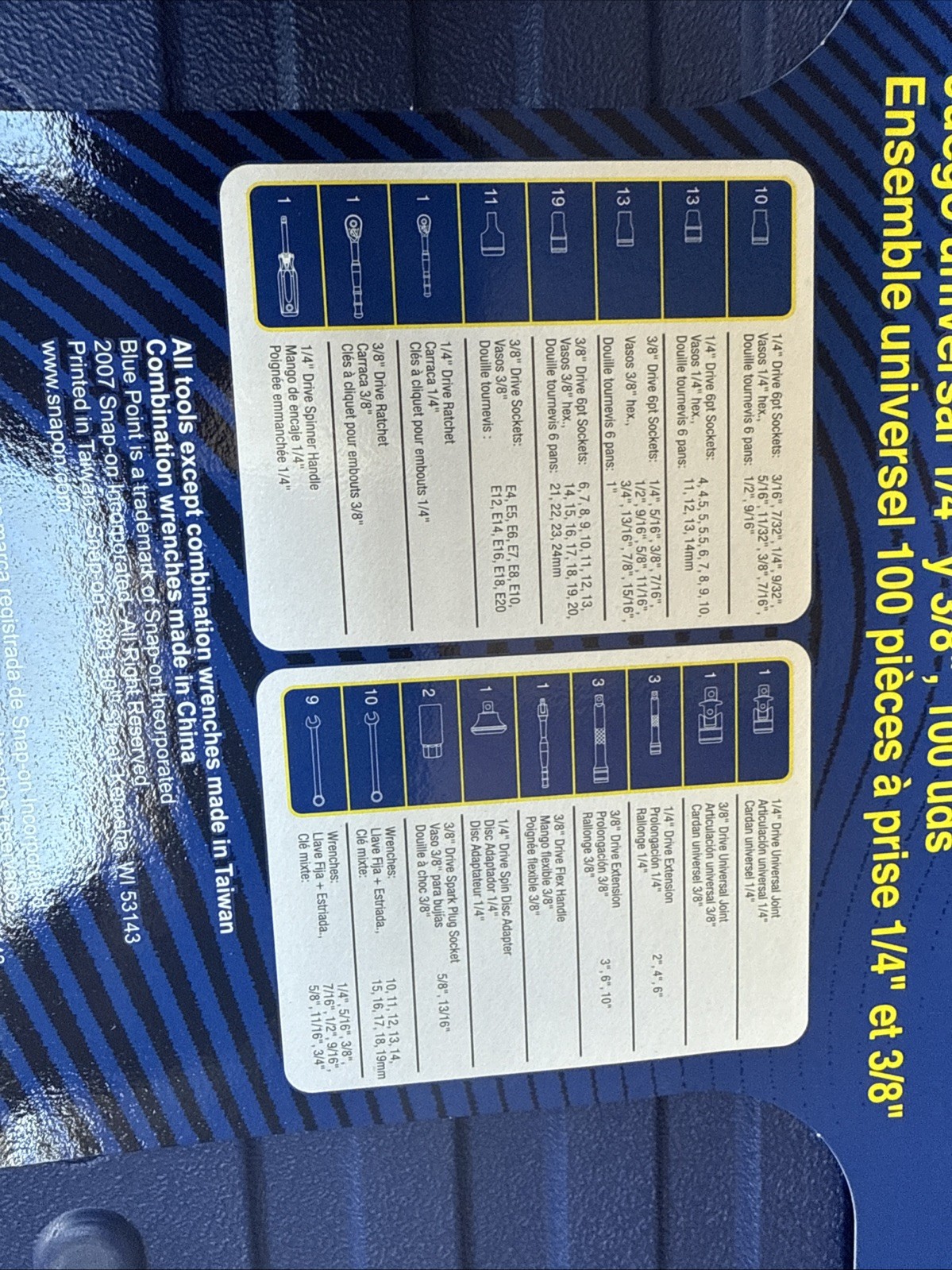 For BLUE-POINT 100PC 1/4 & 3/8″ DR SAE & METRIC GENERAL SERVICE SET BLPGSSC100B