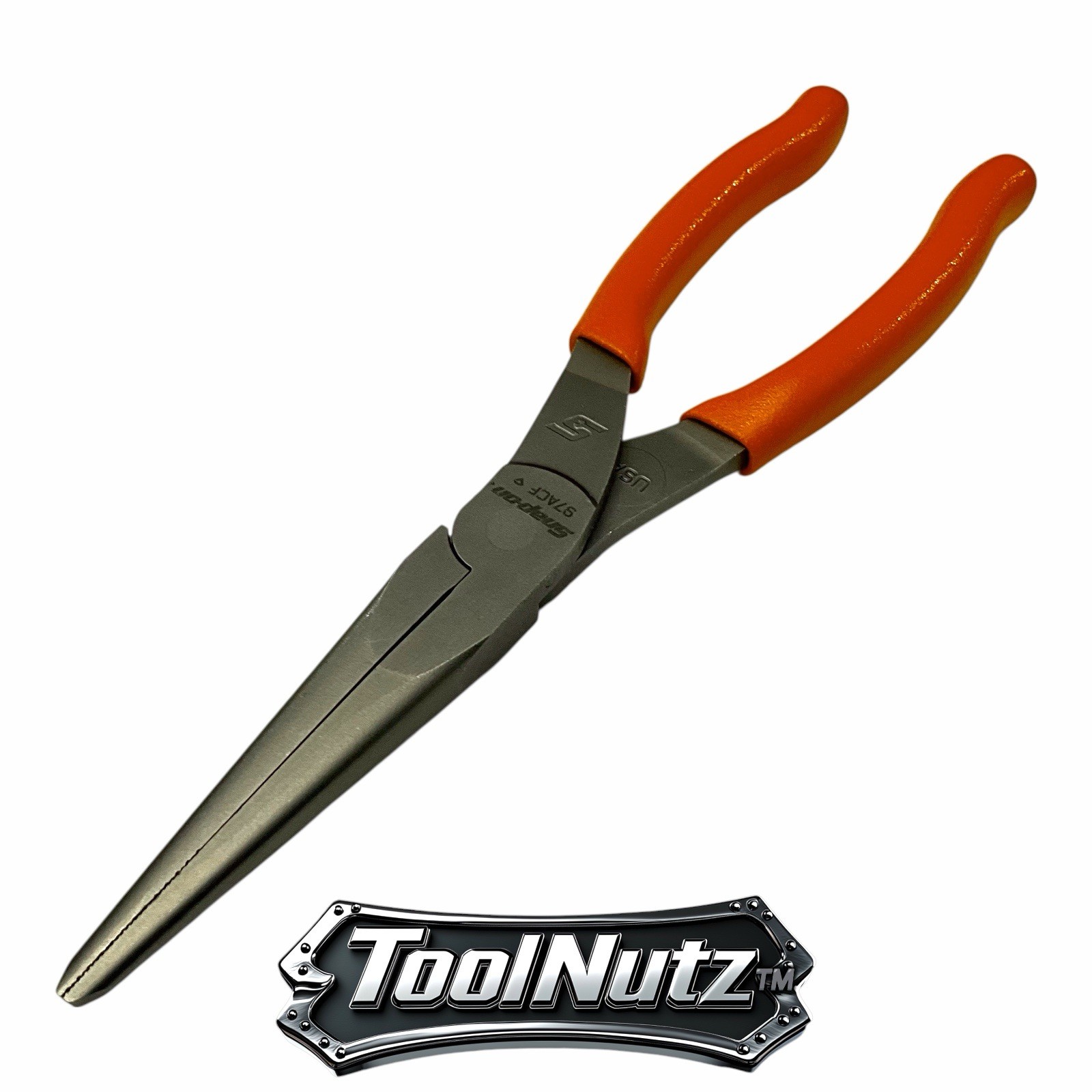 Snap-on Tools NEW 97ACFO 9in ORANGE Soft Grip Rounded Jaw Needle Nose Pliers USA