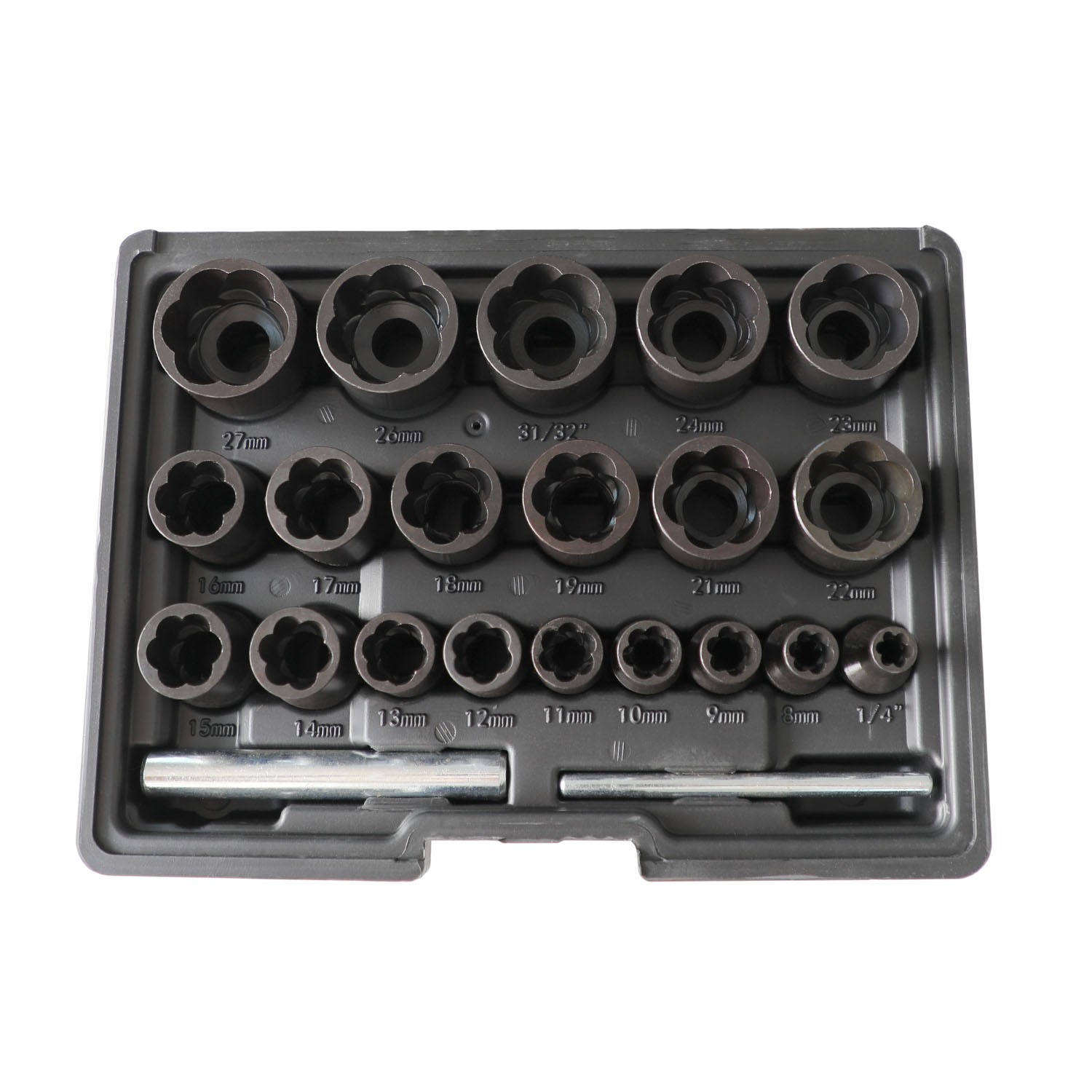 22 Piece Bolt Nut Extractor Set, 1/2″ and 3/8″ Drive Impact Lug Nut Remover