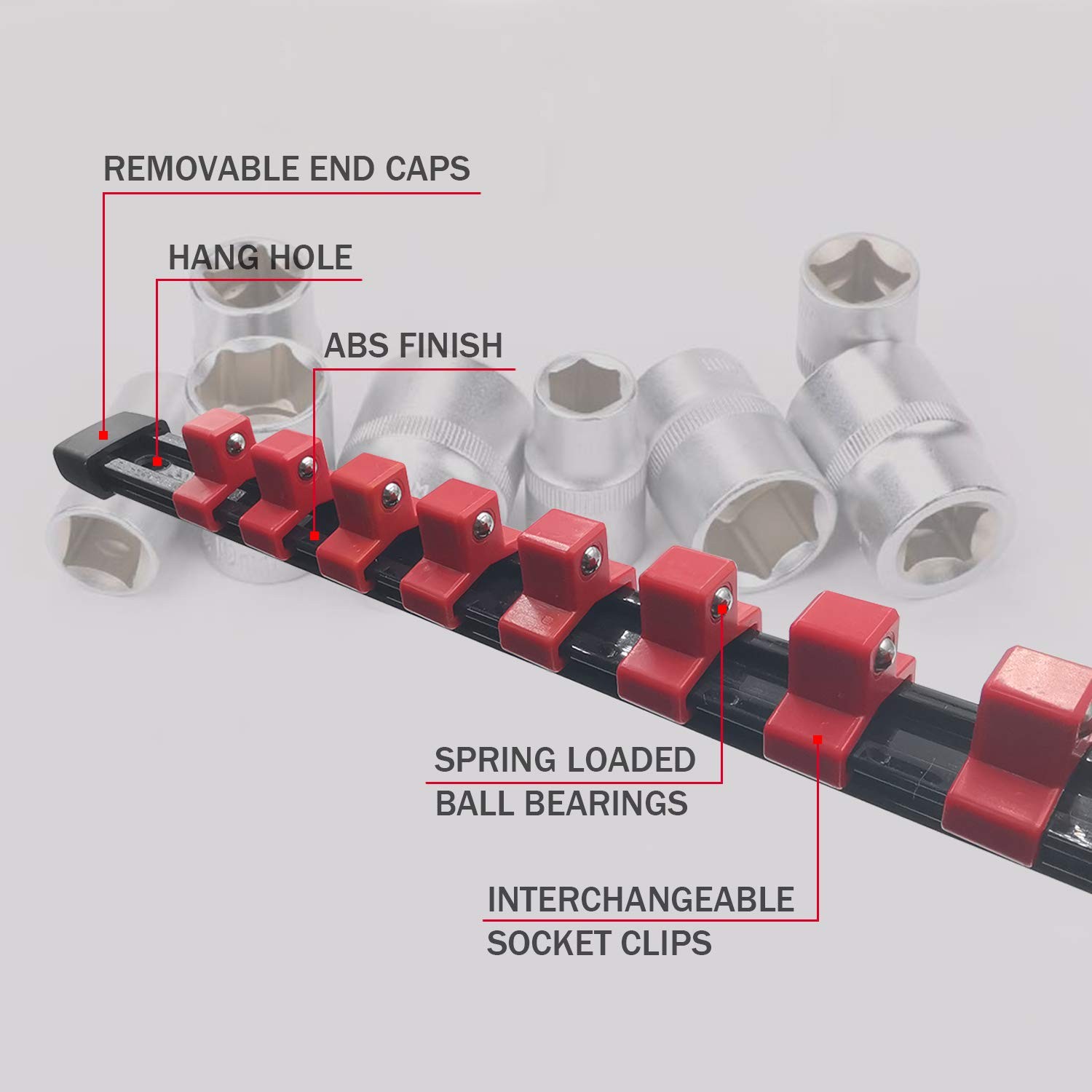 ACEBON 3 Piece ABS Socket Organizer, Rails Fit 1/2 inch 3 PCS(1/2)