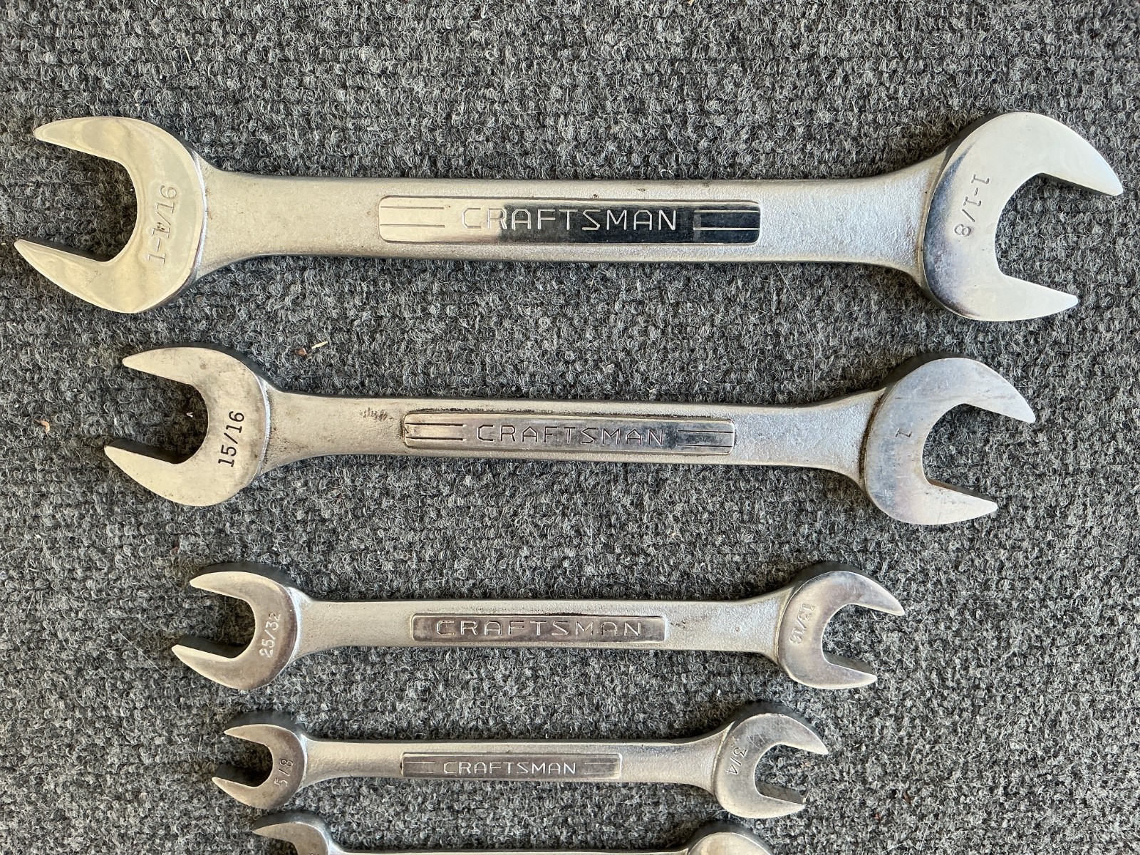 VTG Craftsman Various «V»s Double Open End Wrench Set 8 Pc SAE 1/4 To 1-1/8” USA