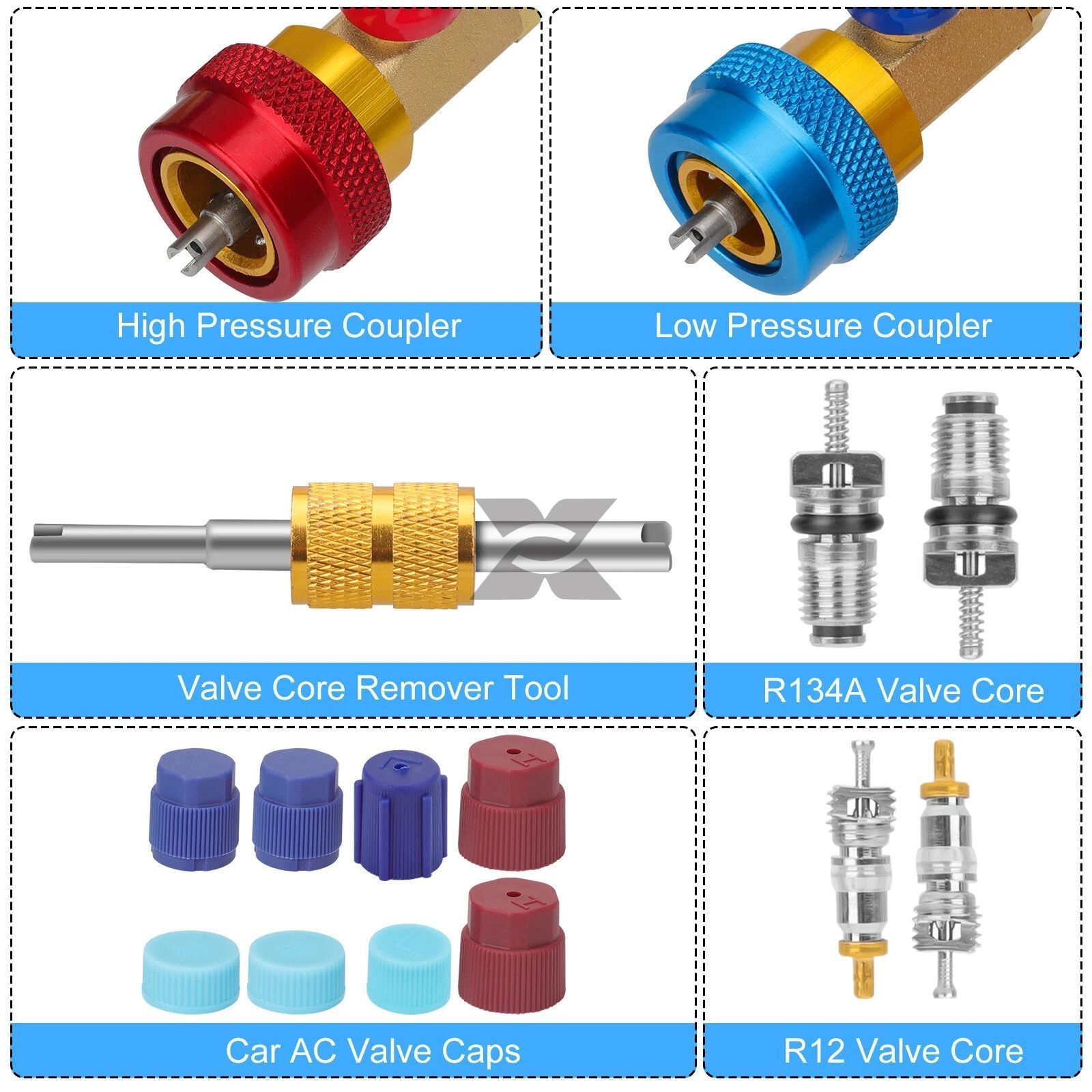 Car A/C System Valve Core Quick Remover Installer Tools High Low Pressure