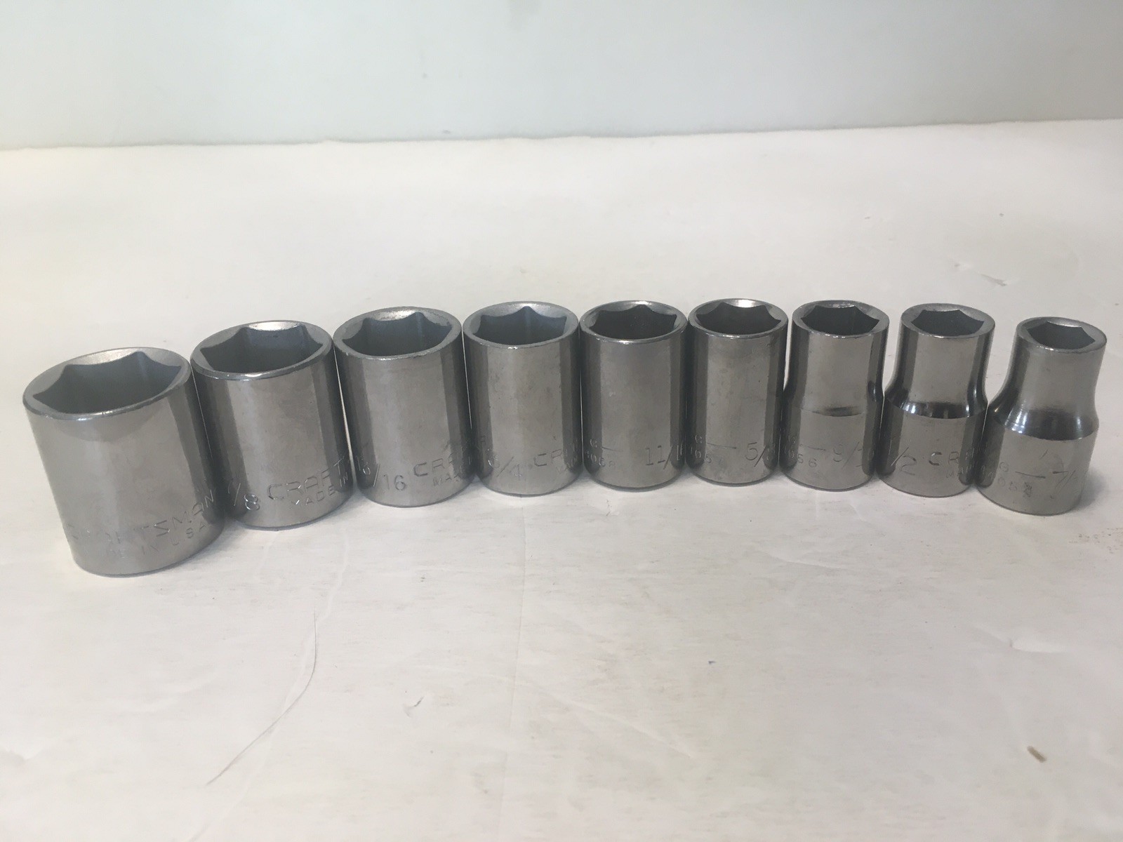 Craftsman 9 Pc Socket Set 6 Pt 1/2″ Drive G 7/16″=15/16″ 440XX USA Made