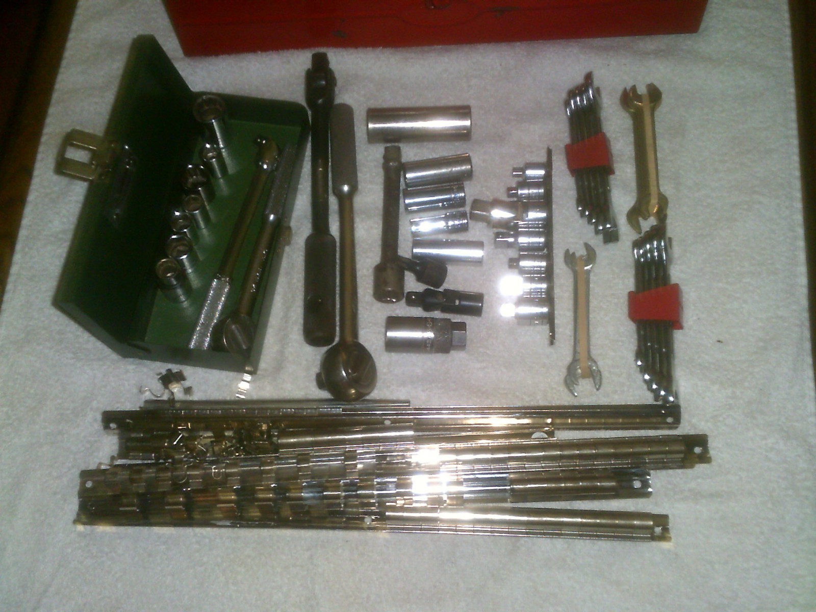 steel tool box, SK ratchets&breaker bar,sae&metric sockets&open ends