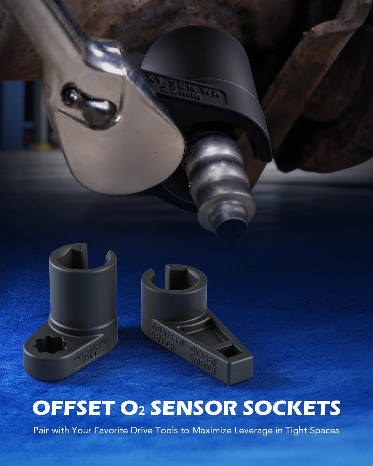 Orion Motor Tech 7pc Oxygen 22mm 27mm 29mm Sockets, Chrome, Black, Blue