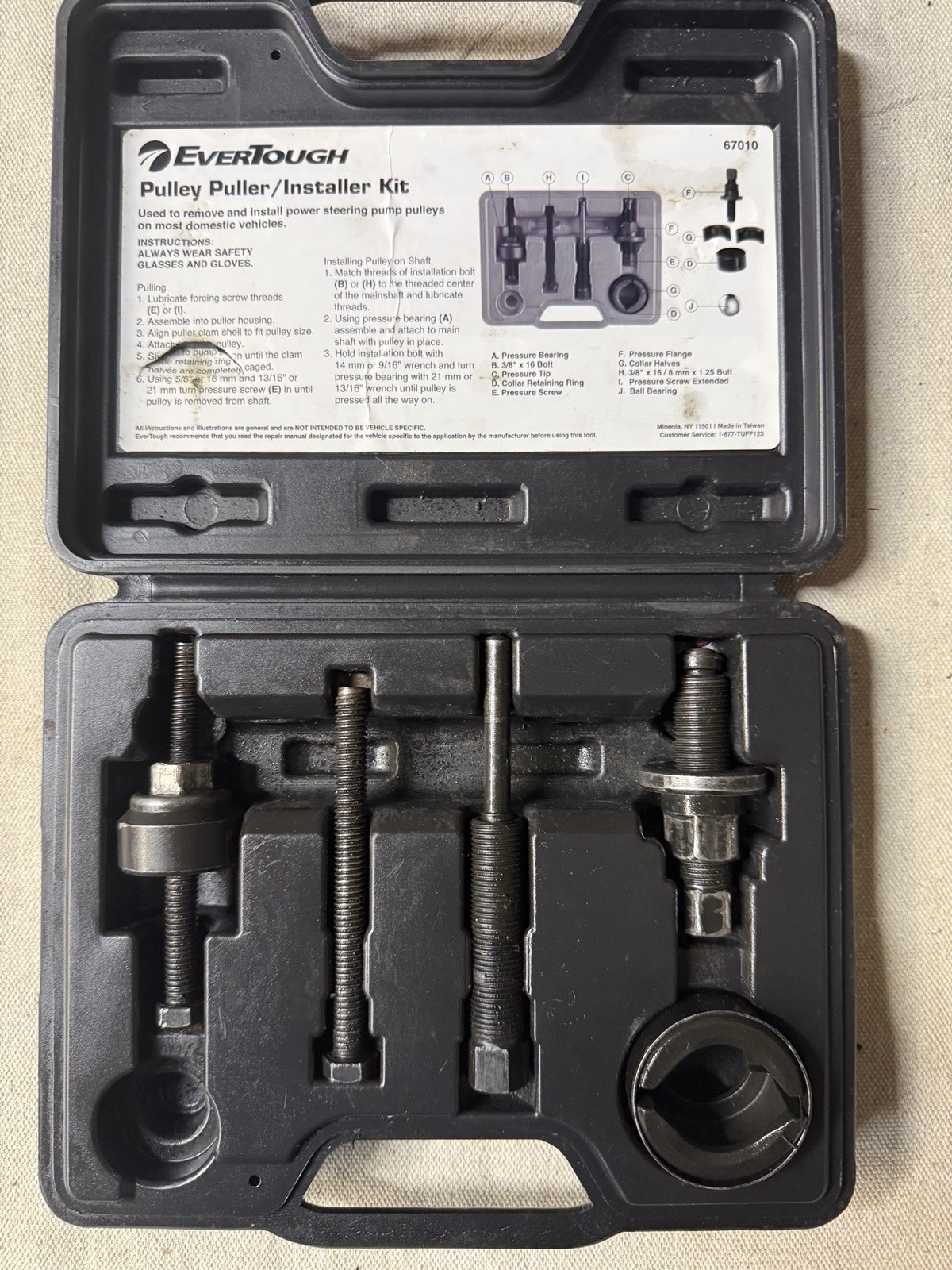 EverTough 67010 Power Steering Pulley Puller & Installer Tool Kit