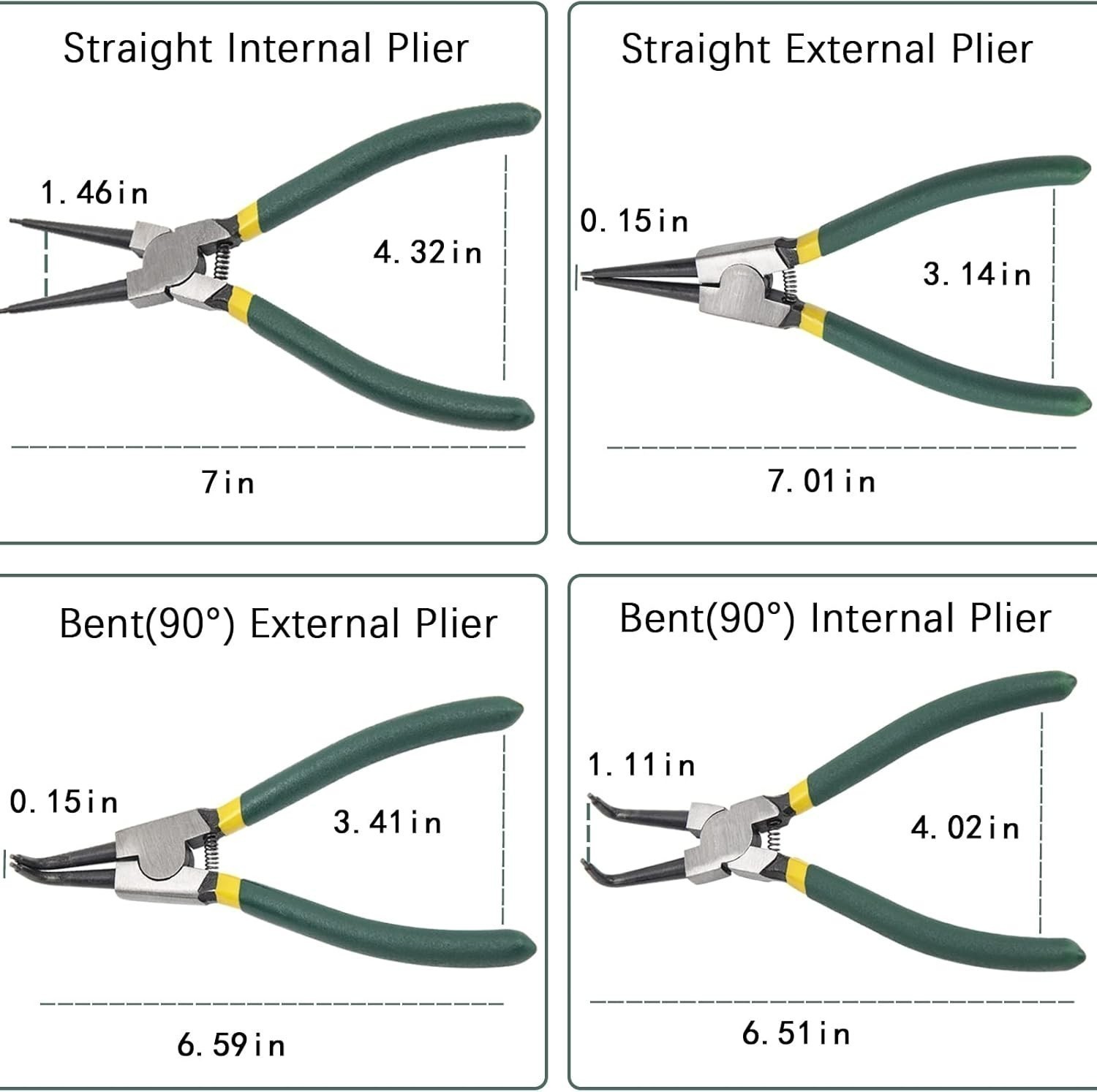 4Pcs 7″» Internal/External Snap Ring Pliers Set Heavy Duty Circlip Pliers Kit