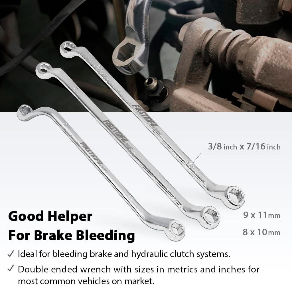F3539 Offset Automotive Brake Bleeder Wrench 6 Sizes In 1 Set Tool 8 mm, 9 mm,