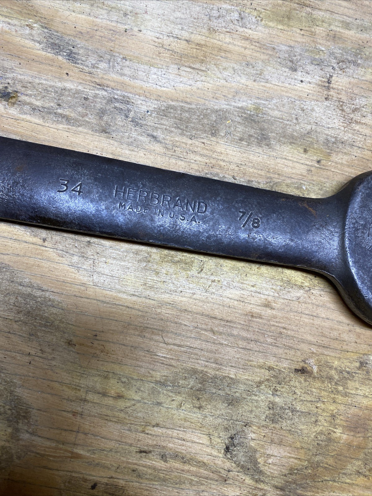 Vtg Herbrand 34 Open End Wrench USA 1-1/16 x 7/8