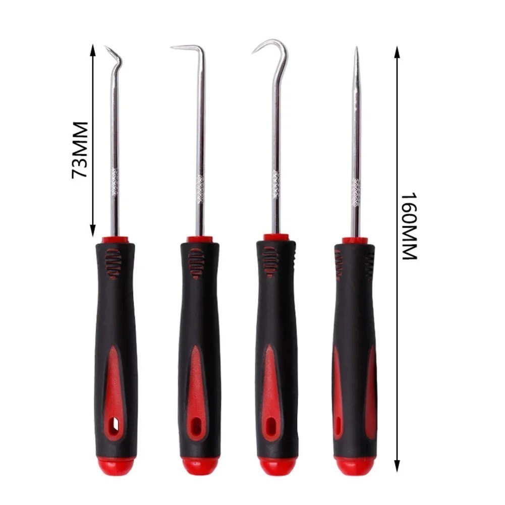 4pc Auto Pick & Hook Set – O-Ring Oil Seal Remover & Gasket Puller Repair Tools