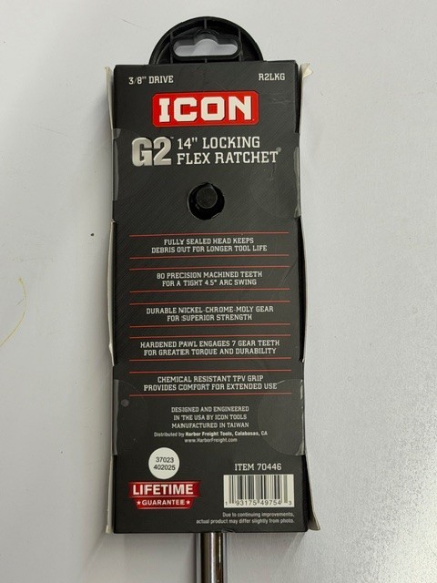 ICON R2LKG 3/8 INCH DRIVE G2 14 INCH LOCKING FLEX HEAD RATCHET ~ 70446