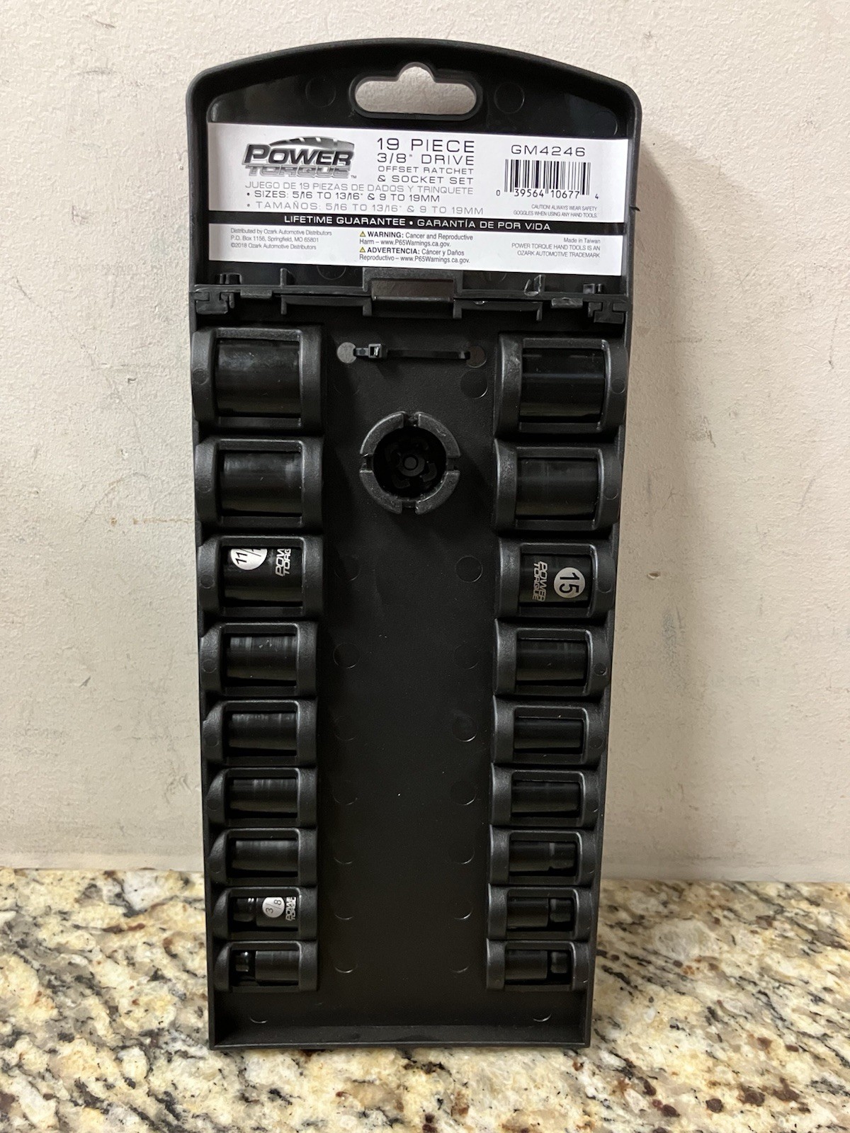Power Torque SAE & Metric 19 PC Offset Ratchet & Socket Set GM4246 NEW