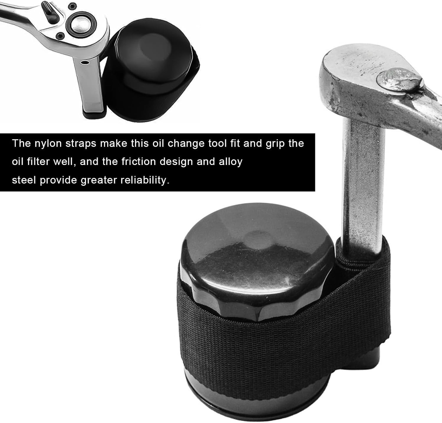 ZIMISI Nylon Strap Oil Filter Wrench, 1/2″ Drive Strap Wrench, Heavy Duty Oil Fi