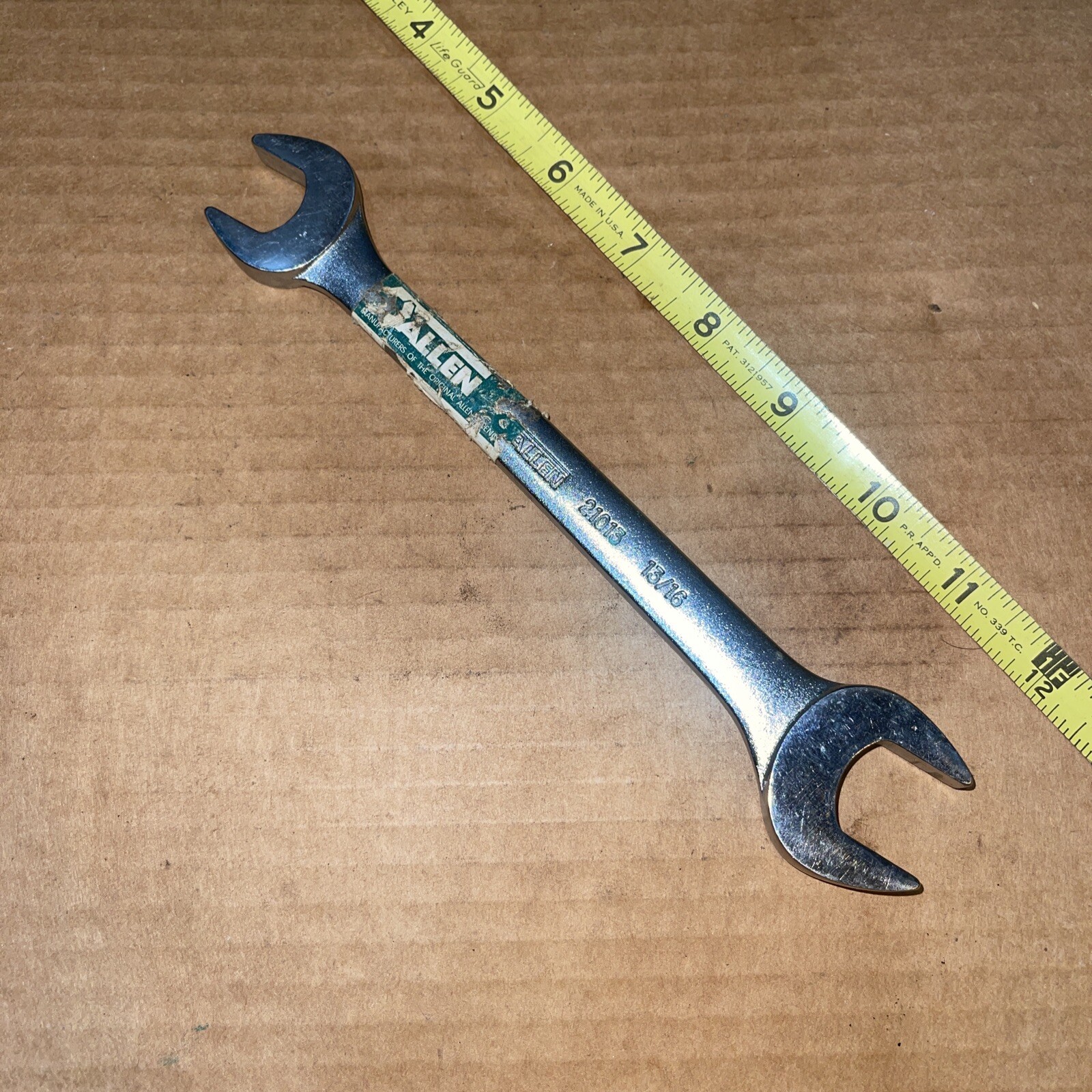 NOS Allen USA 21013 11/16 in X 13/16 in SAE Open End Wrench Vintage