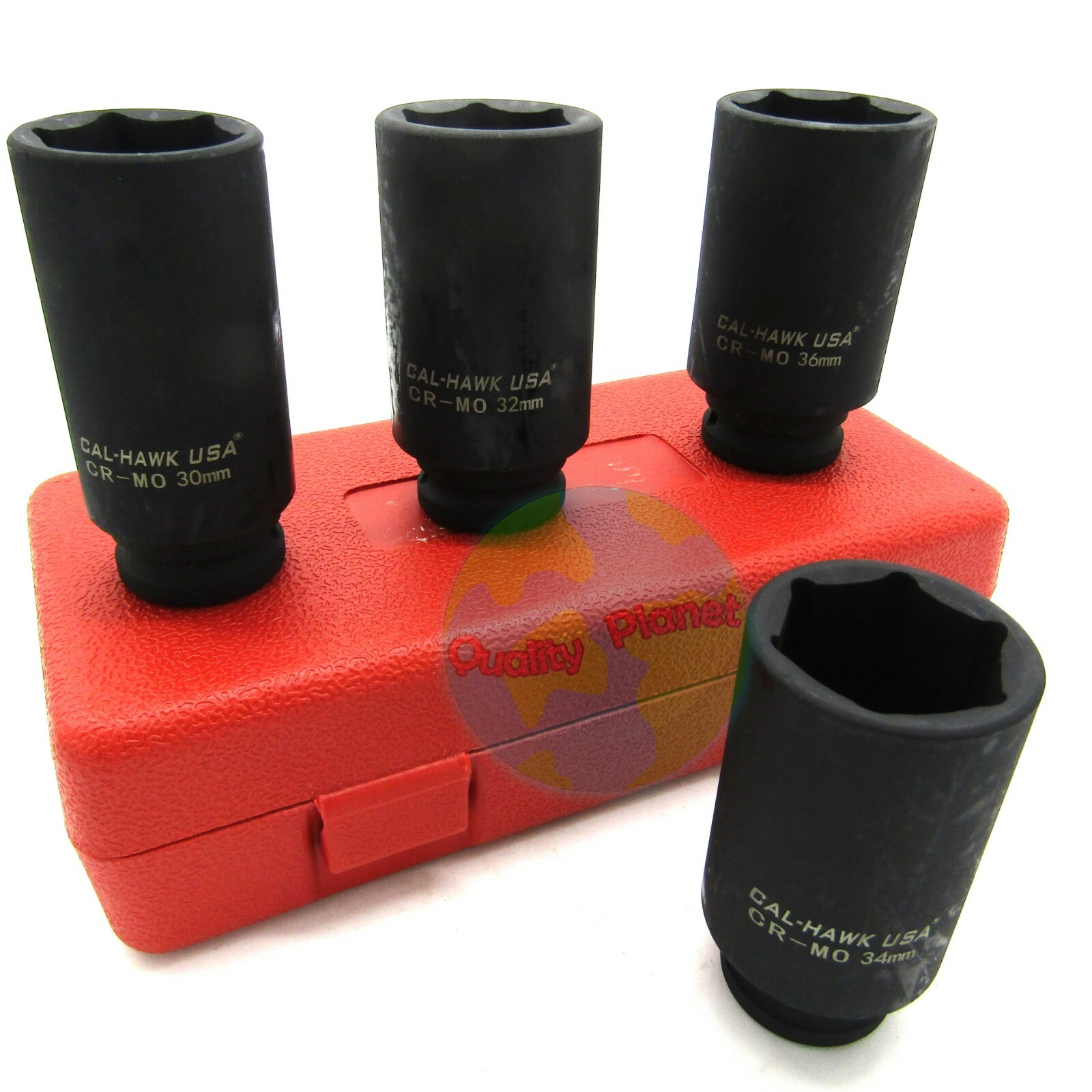 4pc 1/2″ Dr Deep Spindle Axle Nut Socket Set 6 POINT METRIC 30mm 32mm 34mm 36mm
