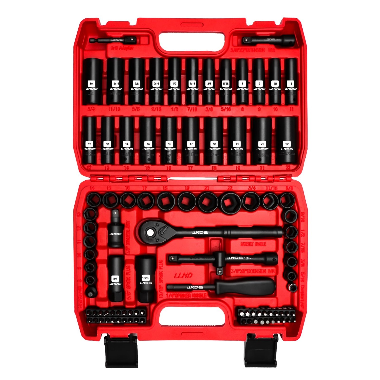 95-Piece 3/8″ Drive Impact Socket Set – SAE & Metric, CR-V Steel, Deep/Shallow,