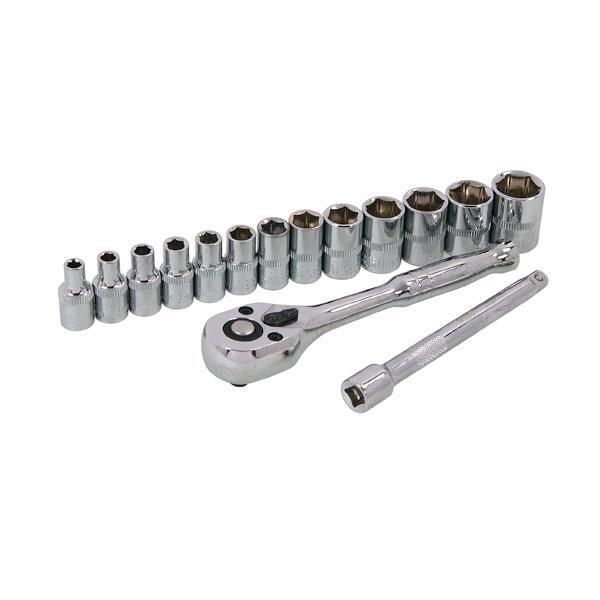 15 Piece 1/4″ Drive Socket Set Ratchet Sizes 4mm 14mm (Genuine Neilsen CT2844)