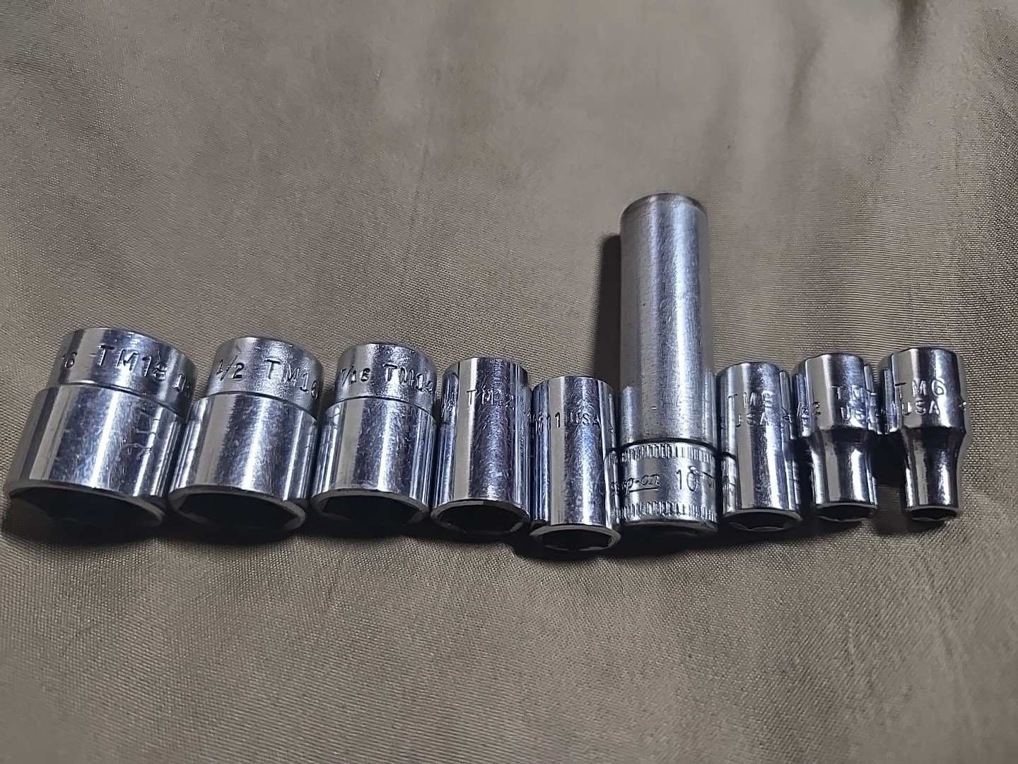 Snap-On Tools TM6-18 9/16in 1/4” Drive 6-Point Shallow Socket (Set Of 9)
