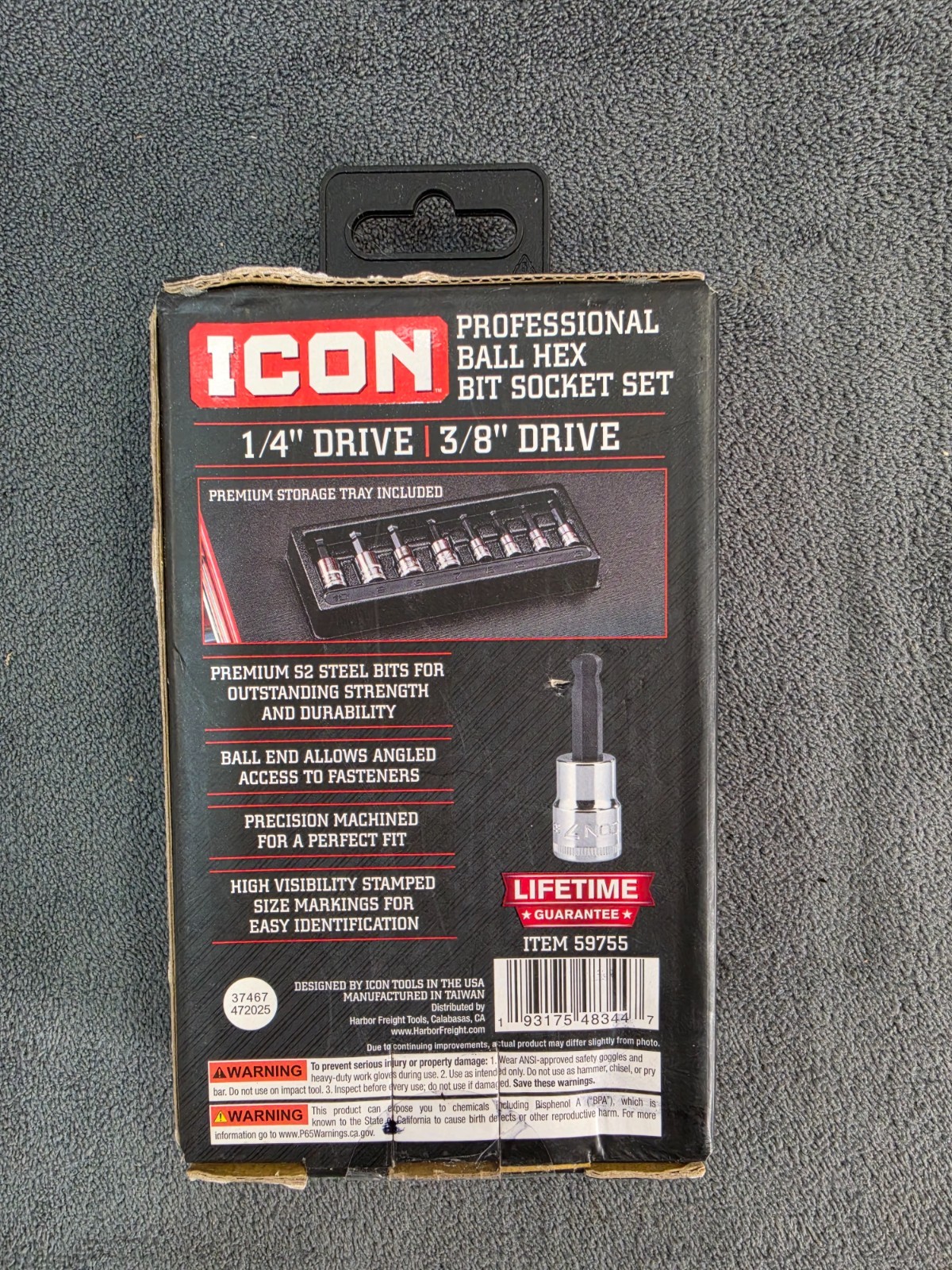 ICON 1/4 in. and 3/8 in. Drive Metric Professional Ball Hex Socket Set, 8-Piece