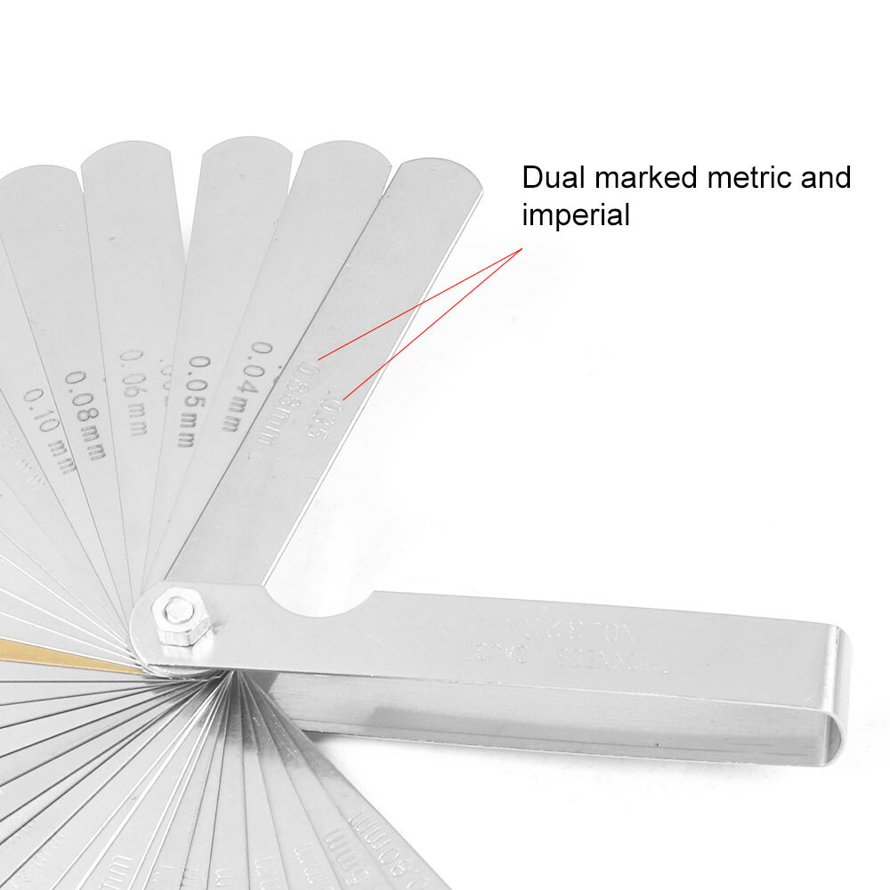 Steel Feeler Gauge Dual Marked Metric and Imperial Measuring Tool 0.04-0.88 mm