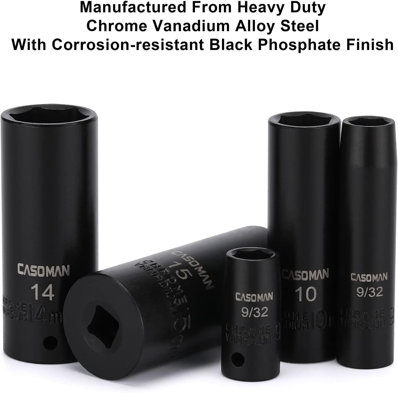 High Visibility Impact Socket Set 1/4 Inch Drive 50 Pieces Chrome Vanadium Steel