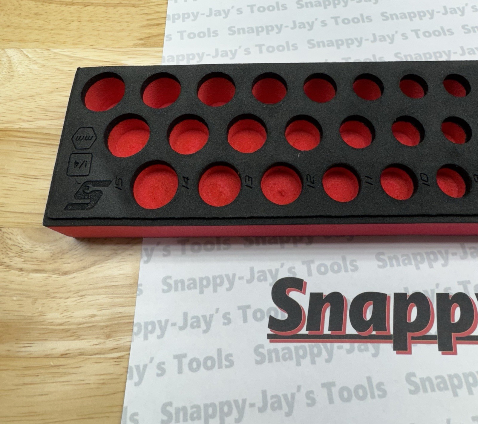 Snap-on Tools NEW RED FOAM ORGANIZER 42pc 1/4″ Drive METRIC Socket Set FMS001B