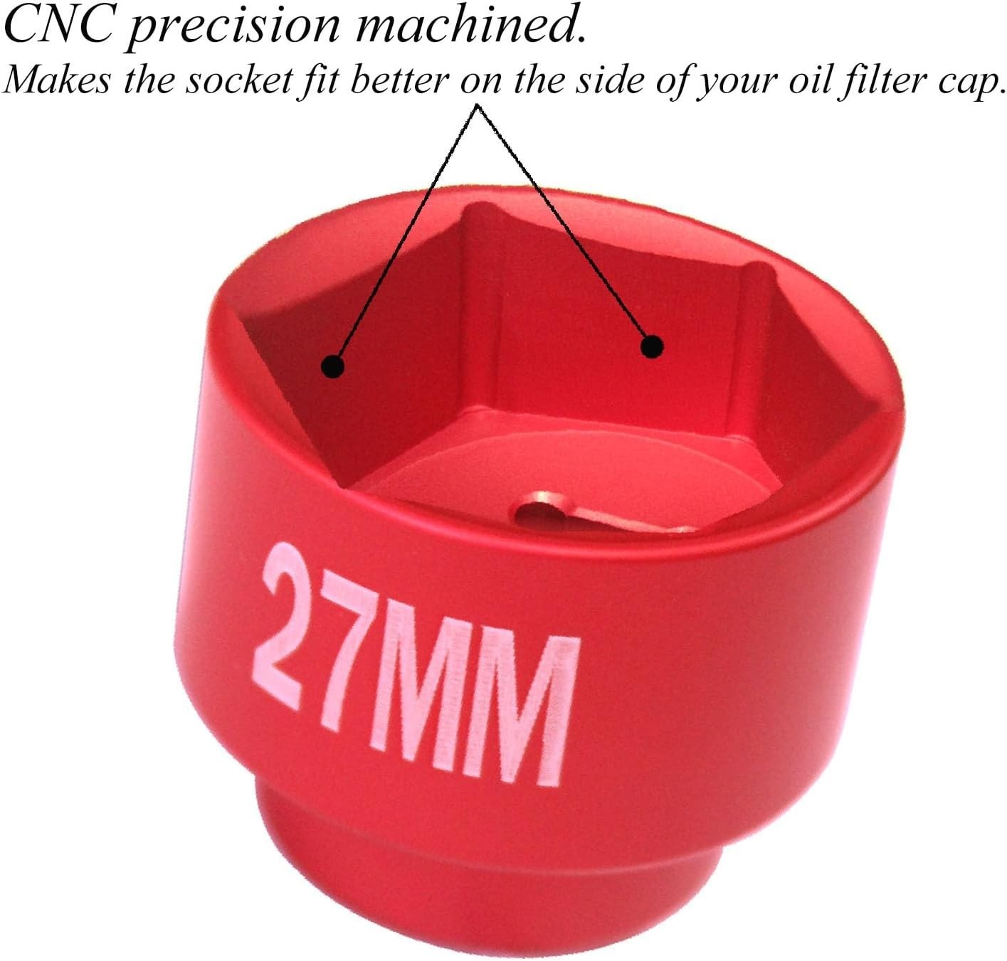27mm Oil Filter Socket Wrench Aluminum Alloy 3/8 Drive 6 Point for Mercedes Ford