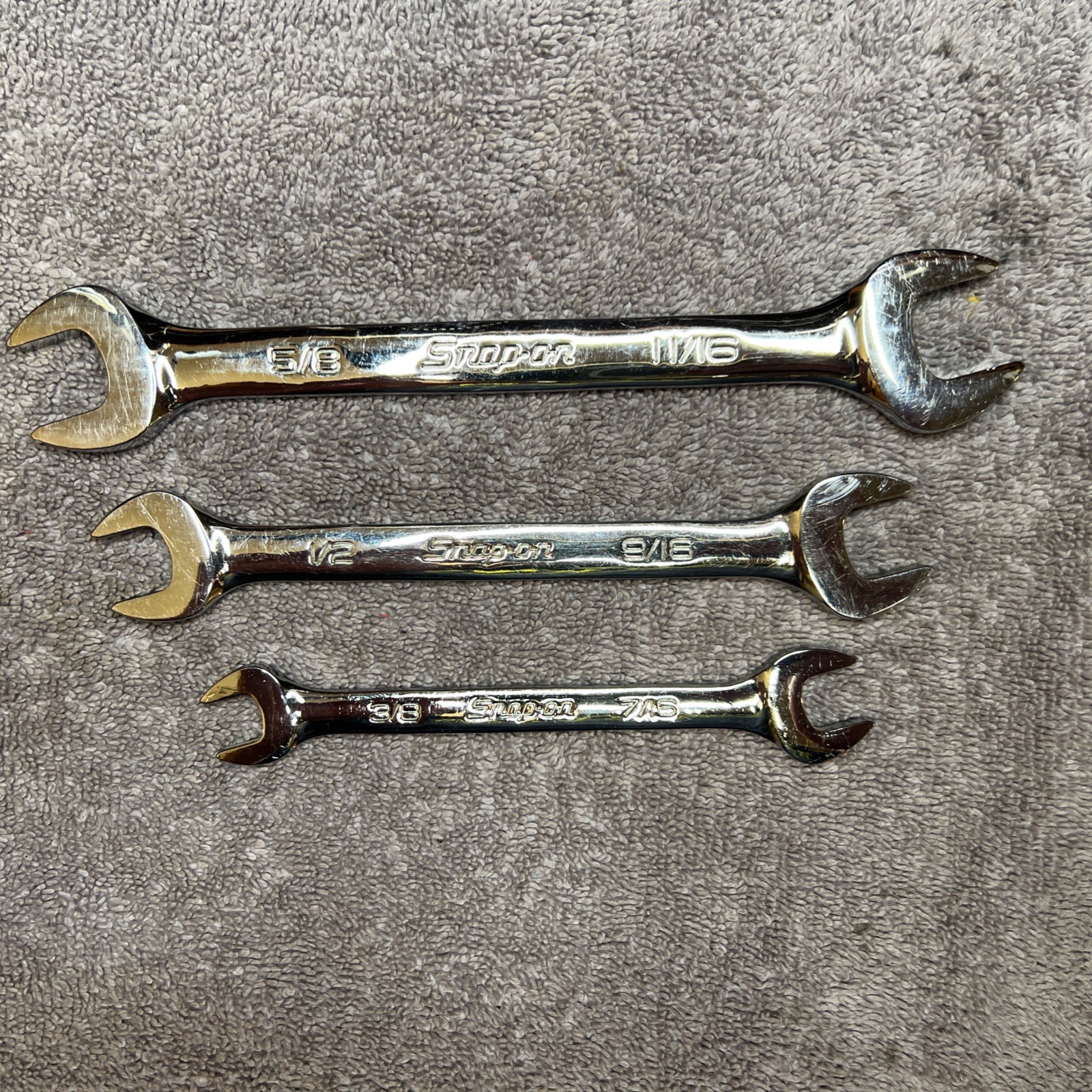 Excellent Snap-On Open-End Wrench Set 3/8″ to 11/16″ VO1214B VO1618B VO2022B 3pc