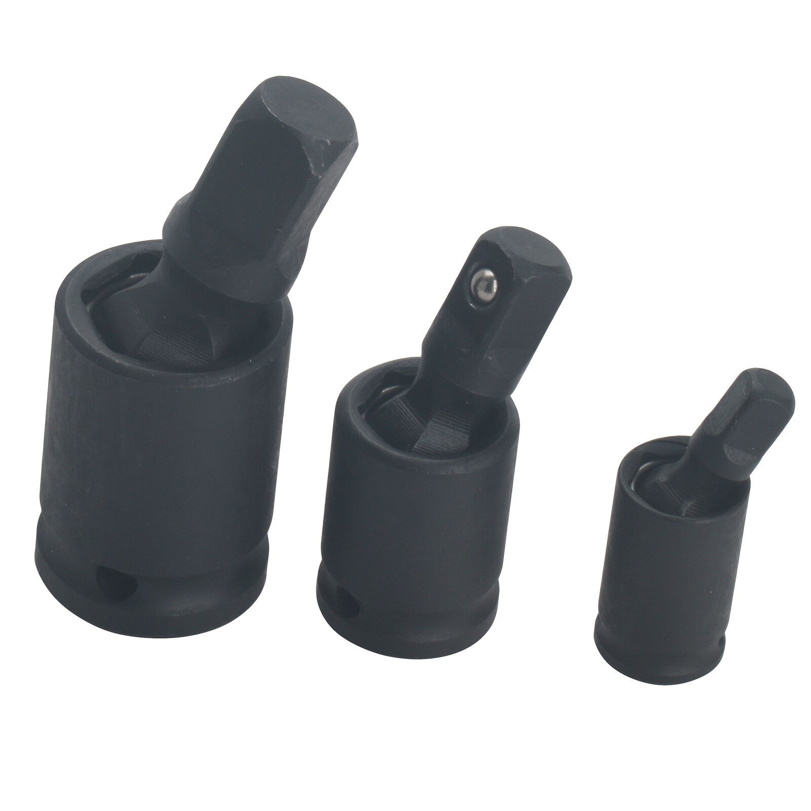 Set of 3 Universal Joint Swivel Socket Adapter Set 1/4″ 3/8″ 1/2″ Impact Joint