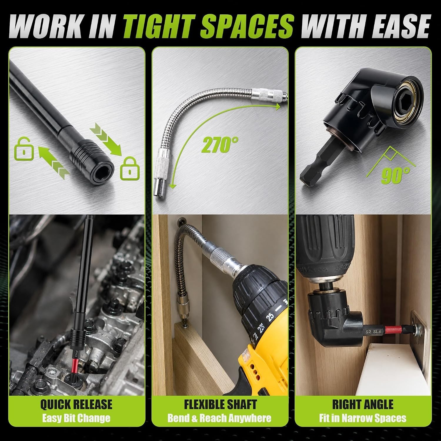 Magnetic Socket Set with Mini Ratchet Wrench, Extension Bars