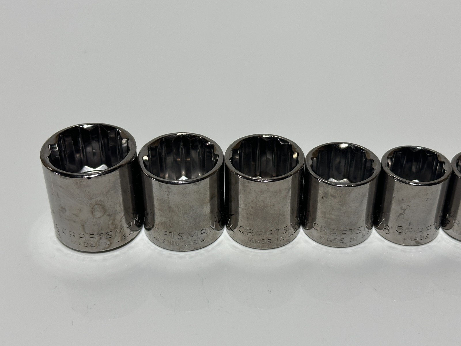 NOS Craftsman Tools USA G-Series 11pc SAE Shallow Socket Set 12 Point 3/8” Drive