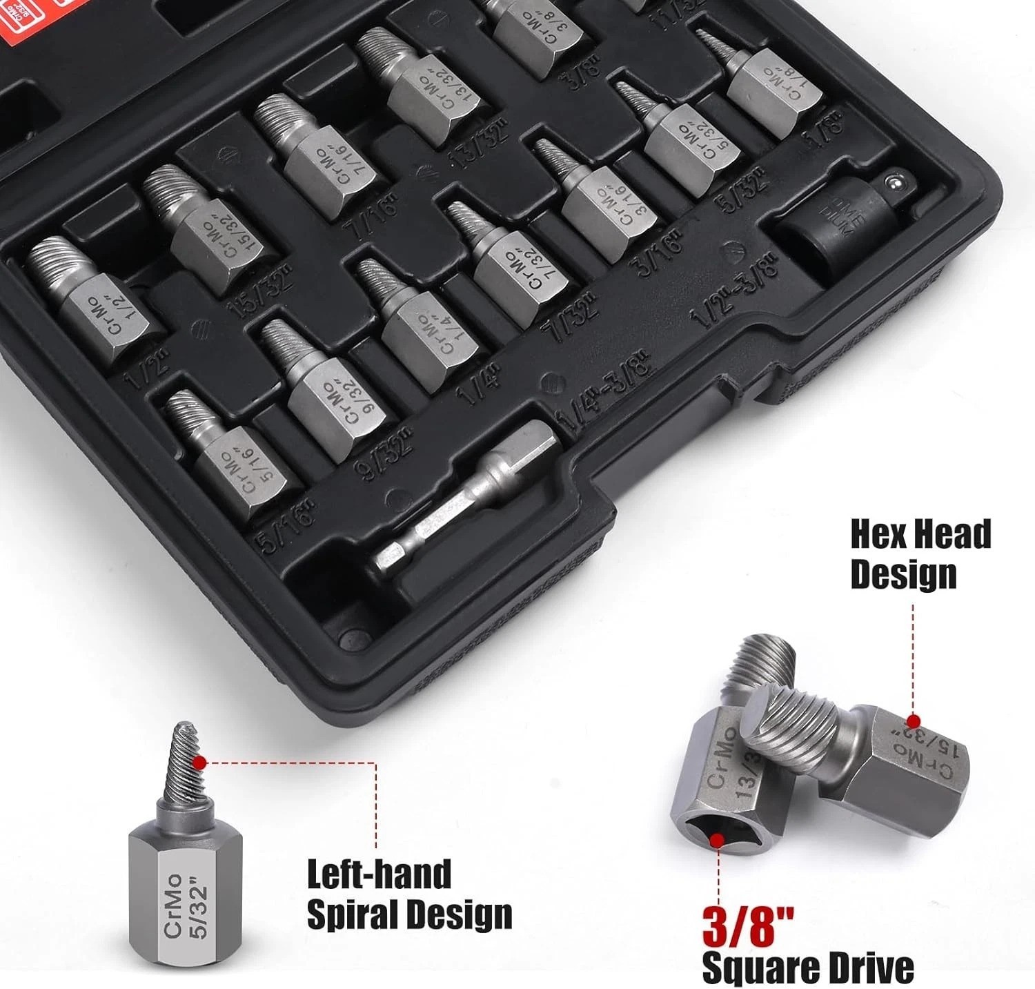 15-Piece Screw Extractor Set for Effortless Removal of Stripped Bolts & Screws