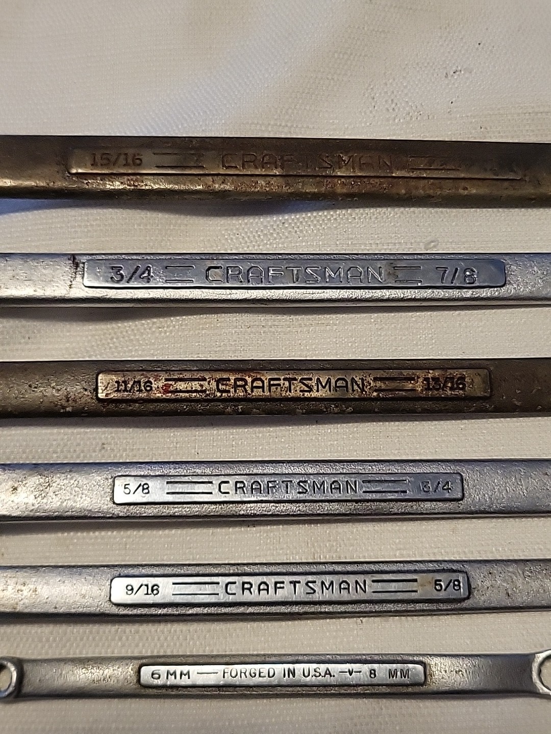 Lot of 6 Vtg Craftsman V Series Double Box End Wrenches SAE and Metric