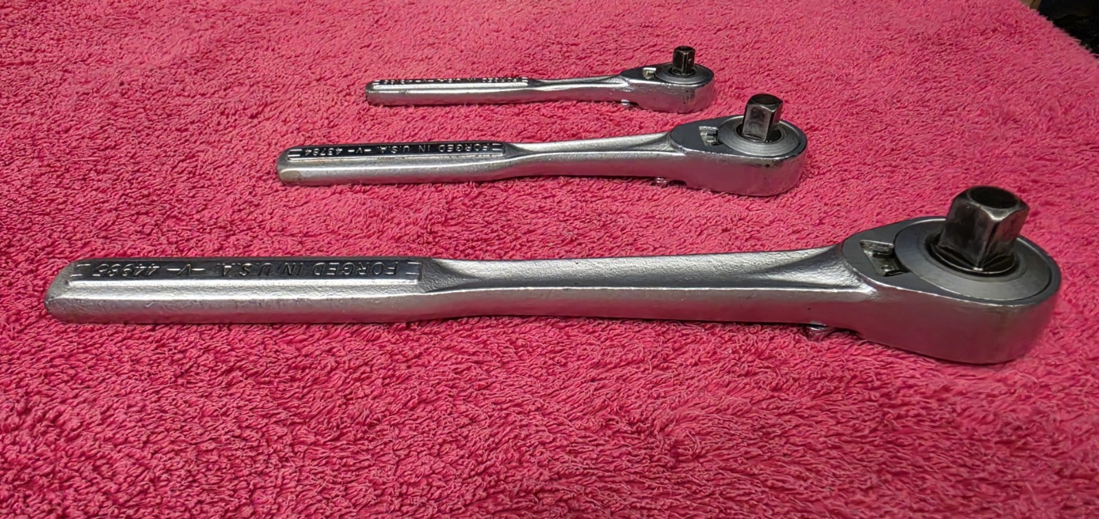Vintage Craftsman Forged In USA Set Of 1/4, 3/8, And 1/2 Ratchets