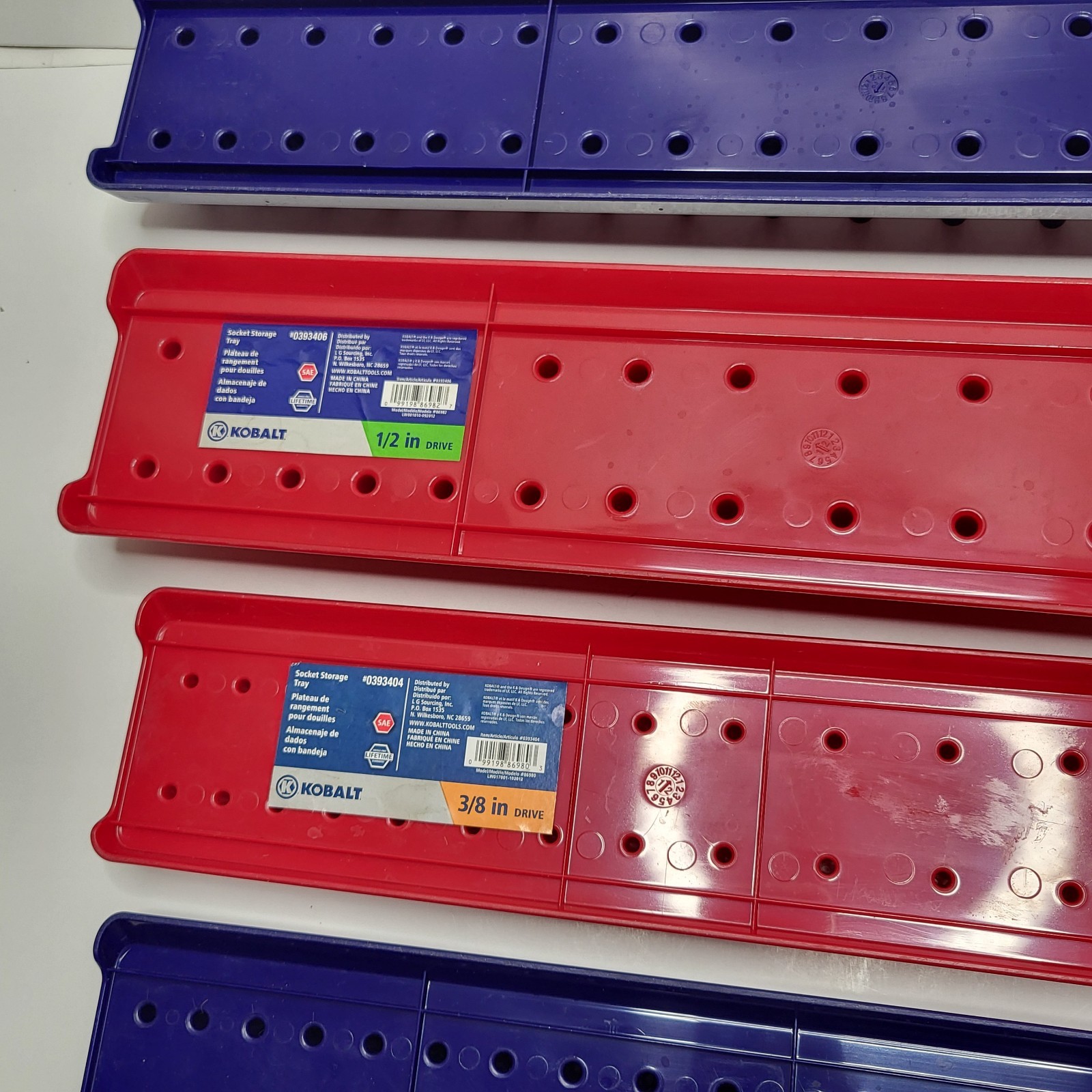 Kobalt Socket Storage Tray Organizers Lot of 5 SAE & Metric Hard Plastic Used