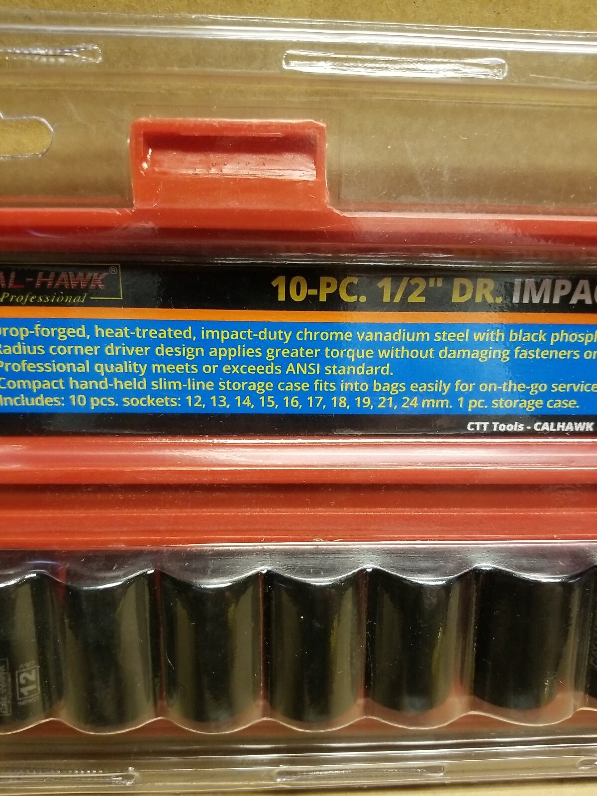 10 PC 1/2″ Dr Impact Socket Set- Professional Set