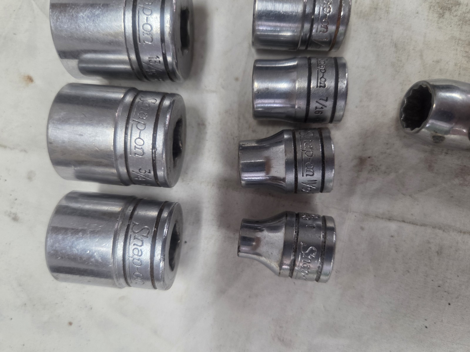 10 Pc Snap On F Series Shallow Well 12 Pt Socket Set SAE USA Chrome