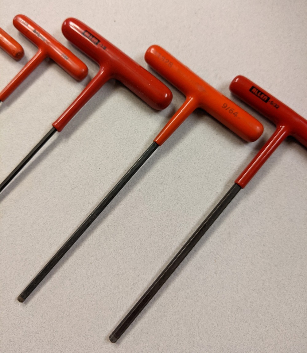 Vtg 1970s Hunter Tools 10-Pc T-Wrench Hex King Set metal case; 5 Allen, 5 Hunter
