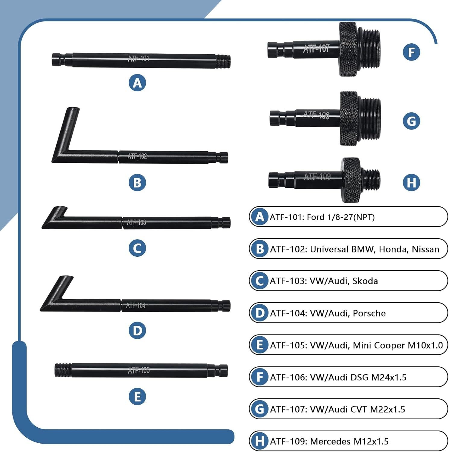 Transmission Oil Filling System Fluid Pump Manual Tool With 8pc ATF Adaptors 3L