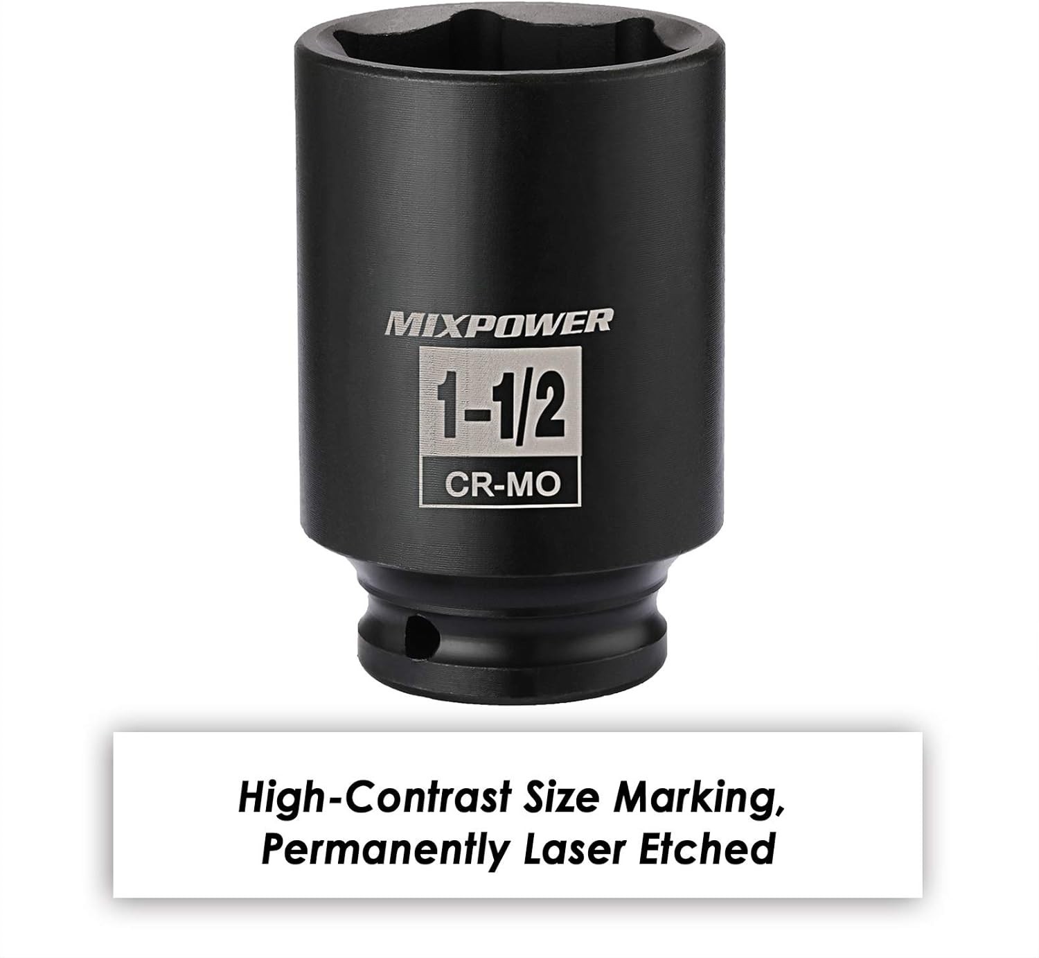 MIXPOWER 1/2 Inch Drive Deep Impact Socket 1-1/2 SAE, 1-1/2″, Black