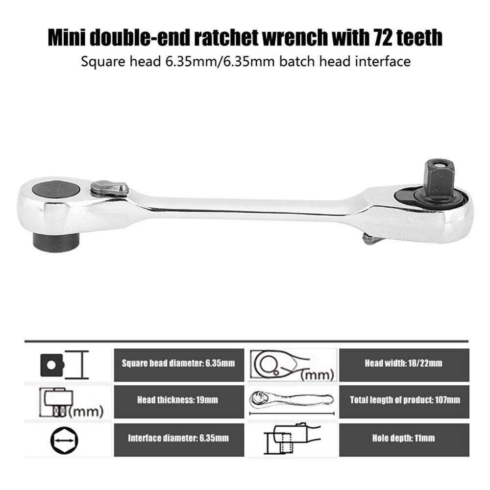 Mini Ratchet Wrench Double Ended Quick Socket Screwdriver Hex Torque Tool Hand