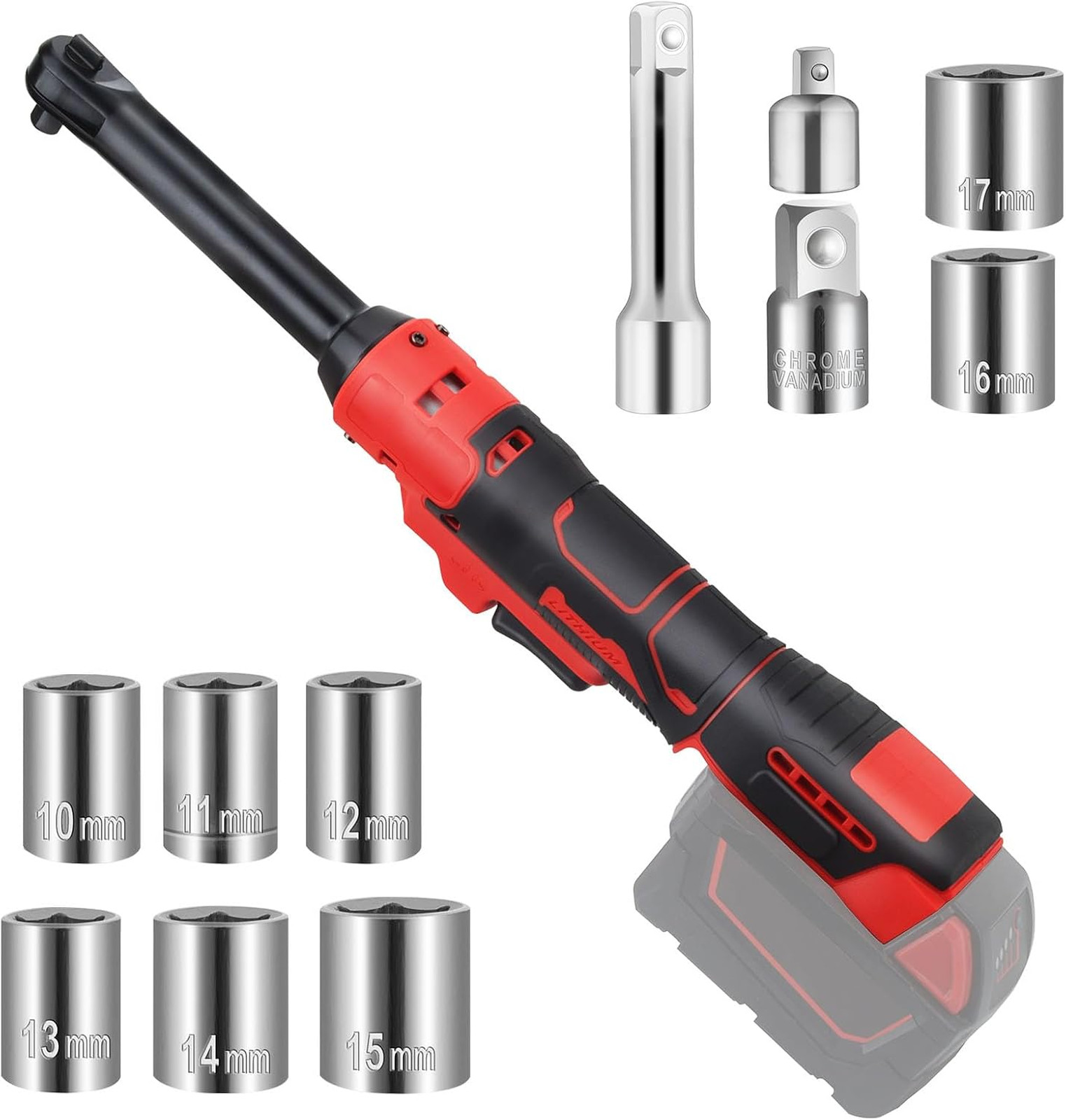 Cordless Ratchet Compatible with Milwaukee 18V Battery, 3/8″ Electric Ratchet