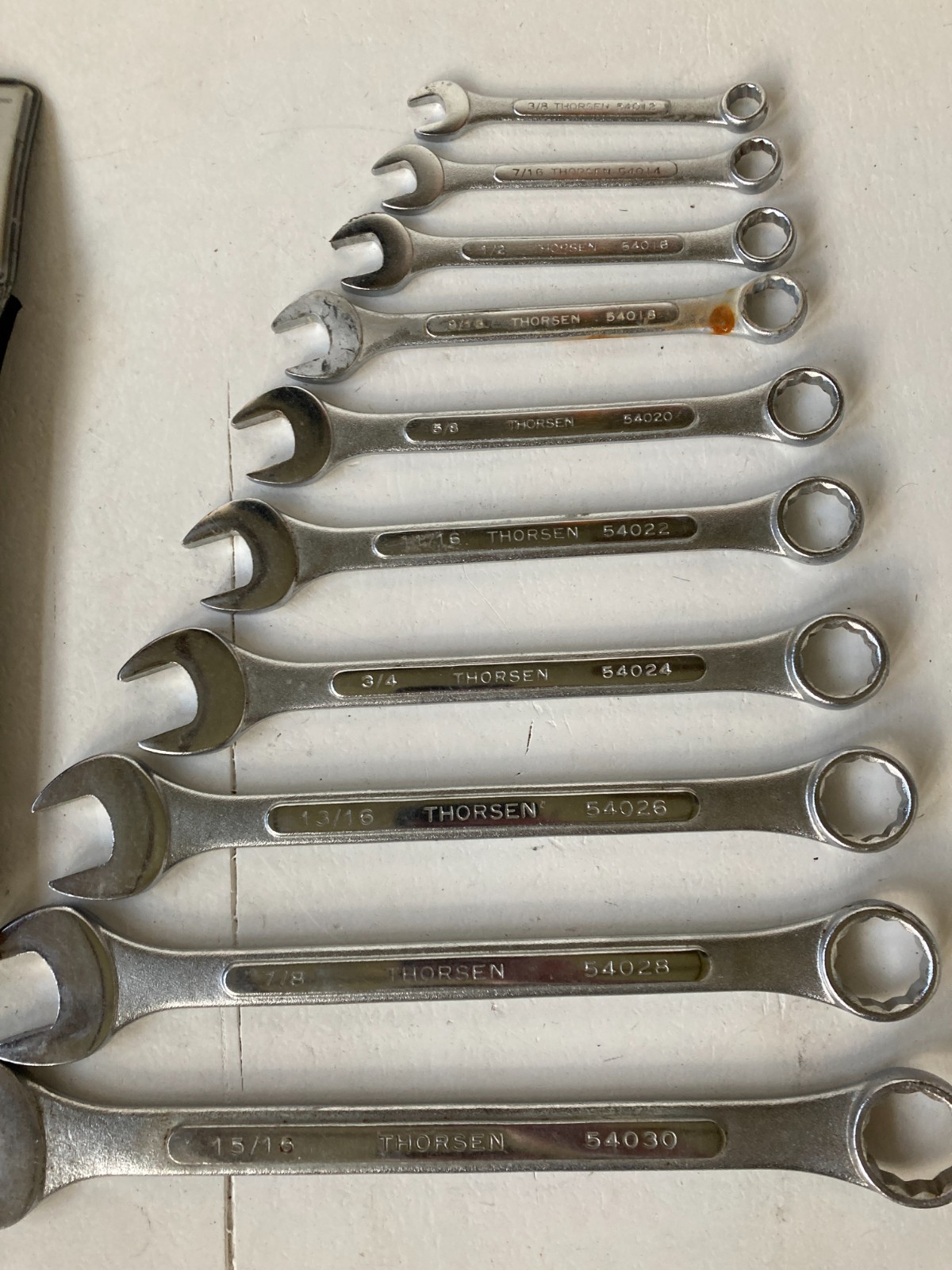 Vintage Thorsen 10 Pc SAE Combination Wrench Set 3/8-15/16 USA