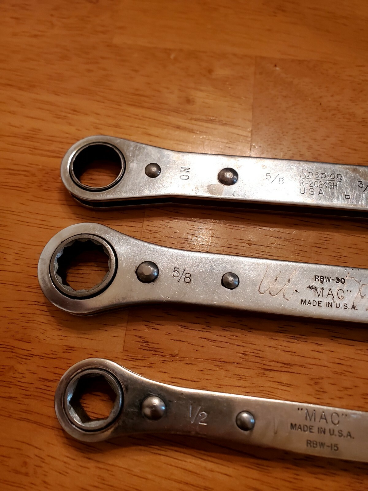 Mac Snap On 1/2-9/16 5/8-3/4 6&12PT Ratchet Wrenchs Lot Of 3